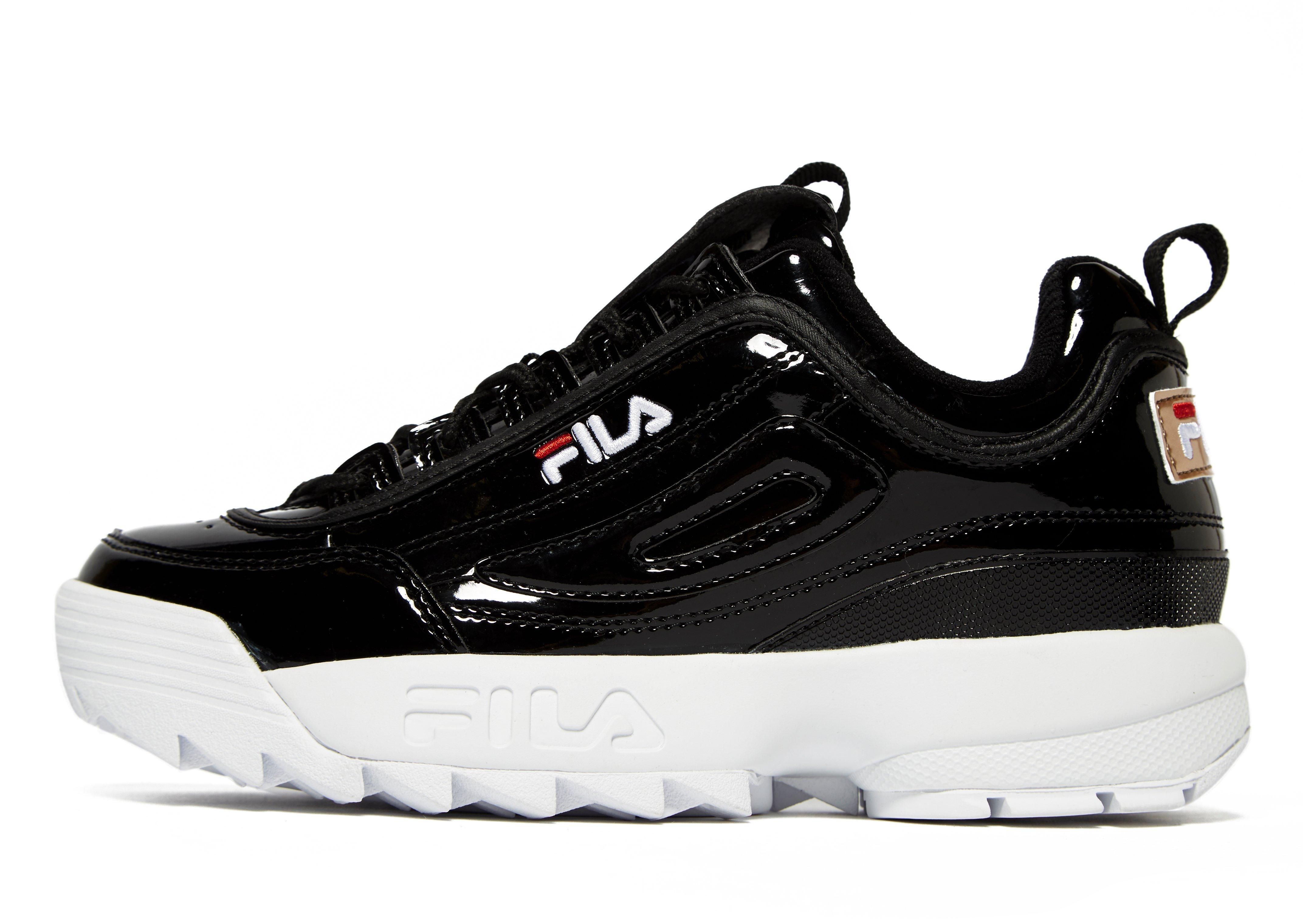 fila disruptor trainers in patent black