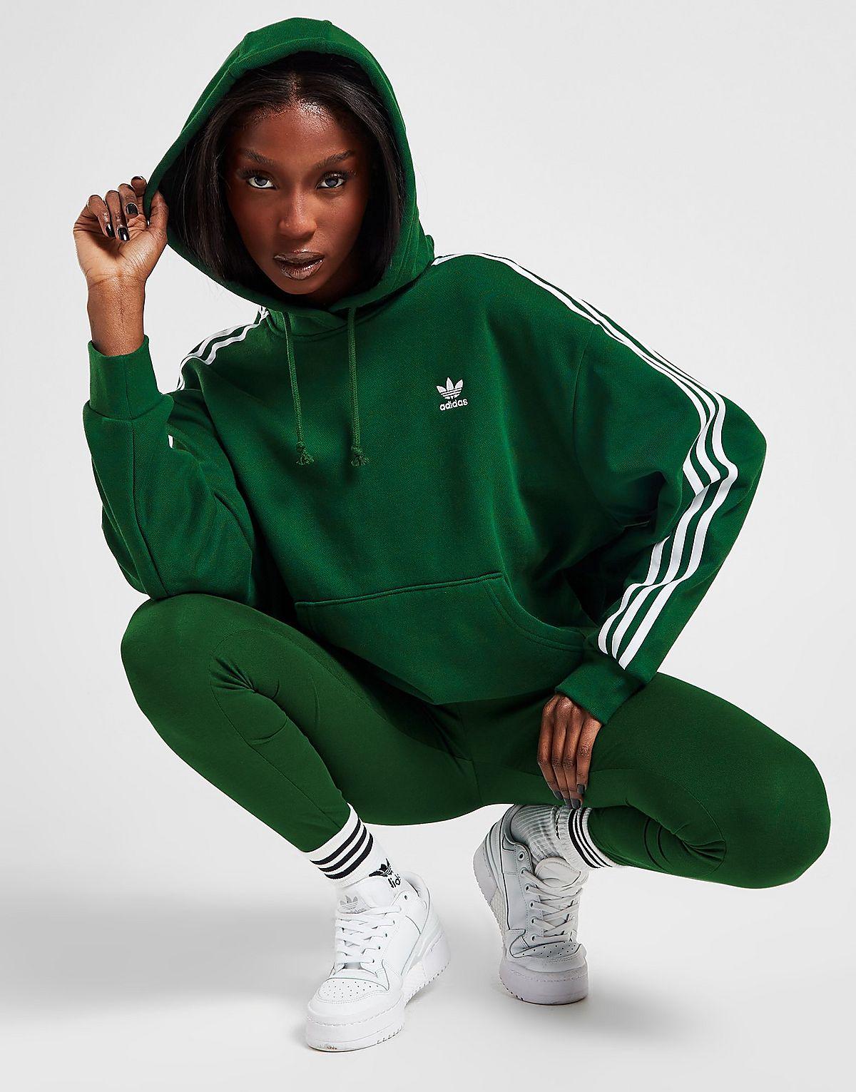 adidas Originals 3-stripes Overhead Hoodie in Green | Lyst UK
