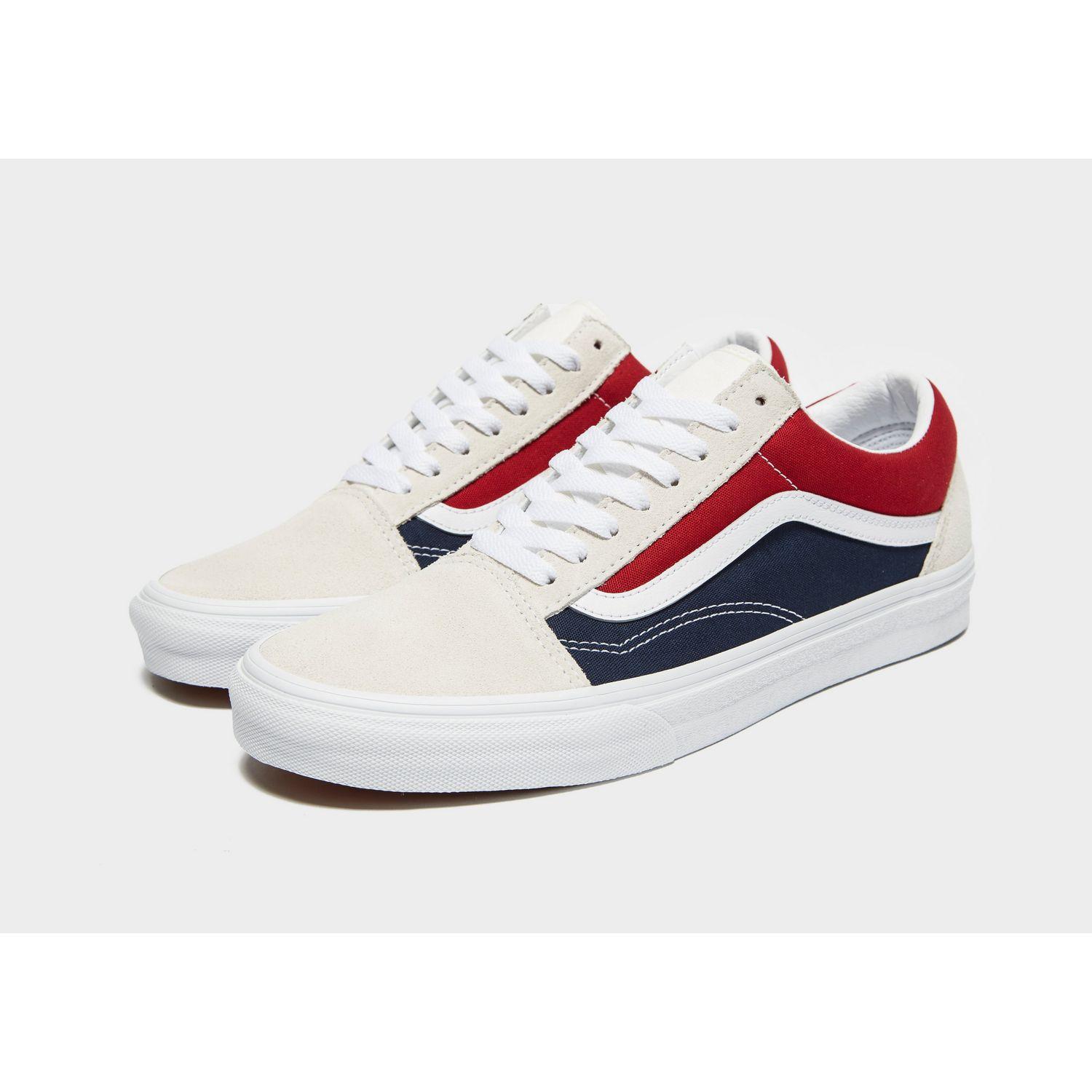 vans old skool red blue white