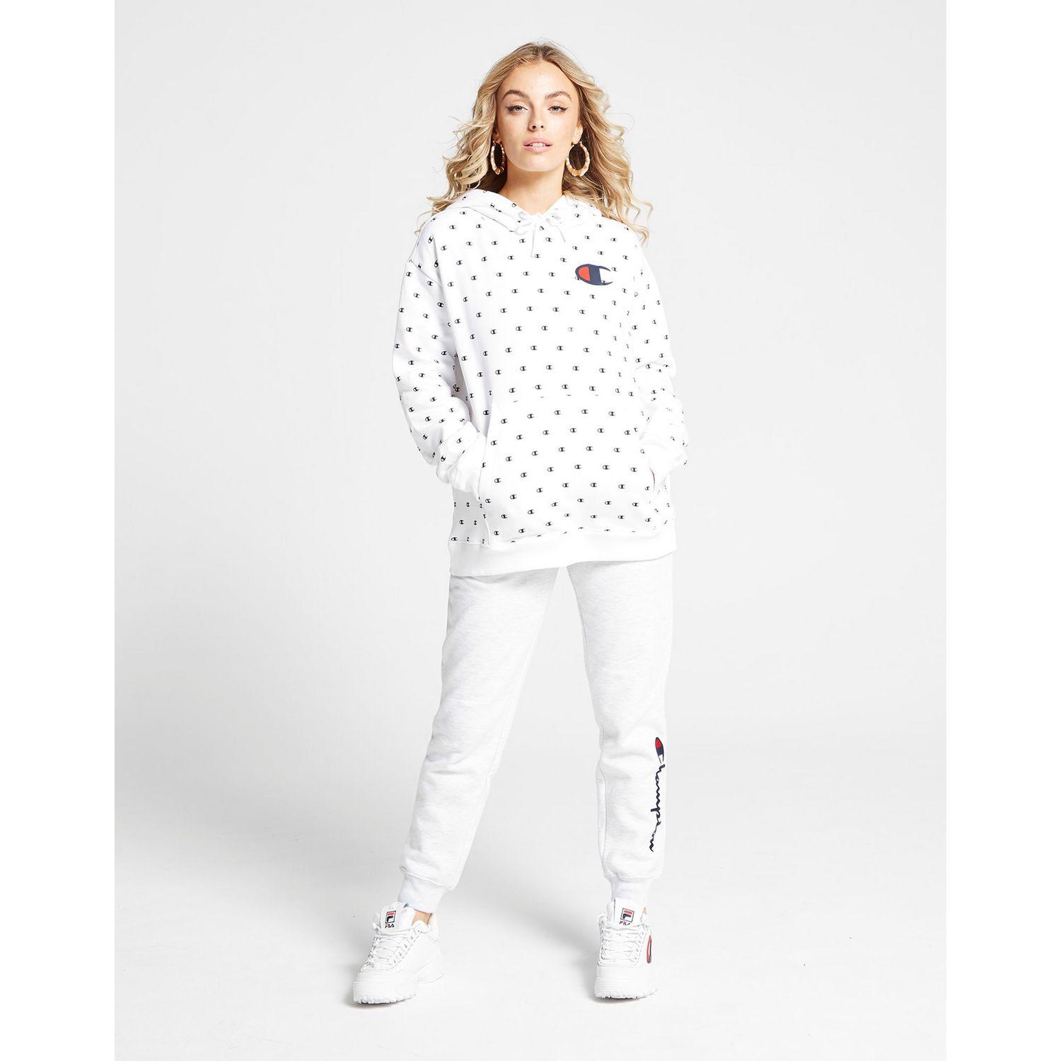 champion all over print hoodie white