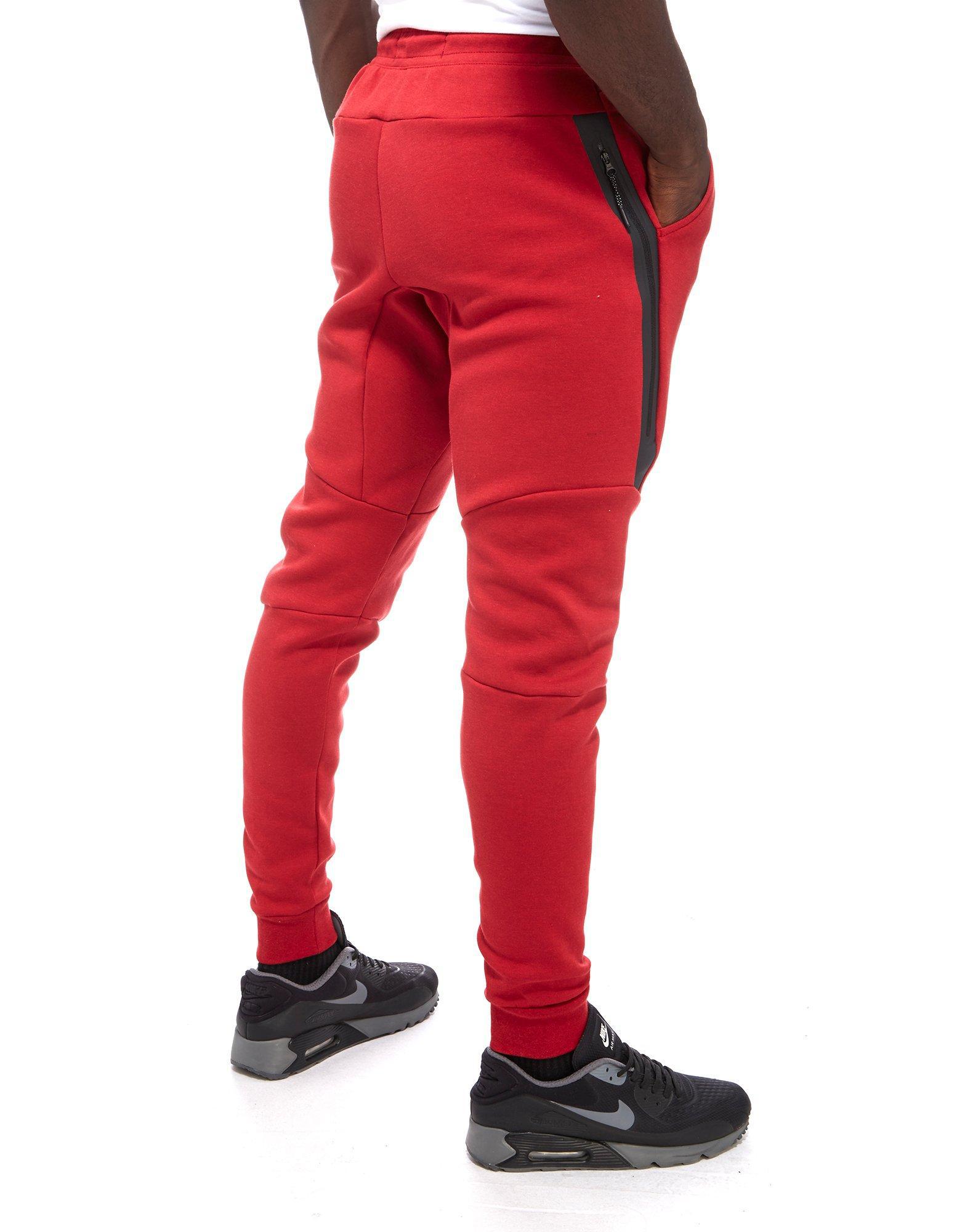 Nike Tech Fleece Pants in Red for Men - Lyst