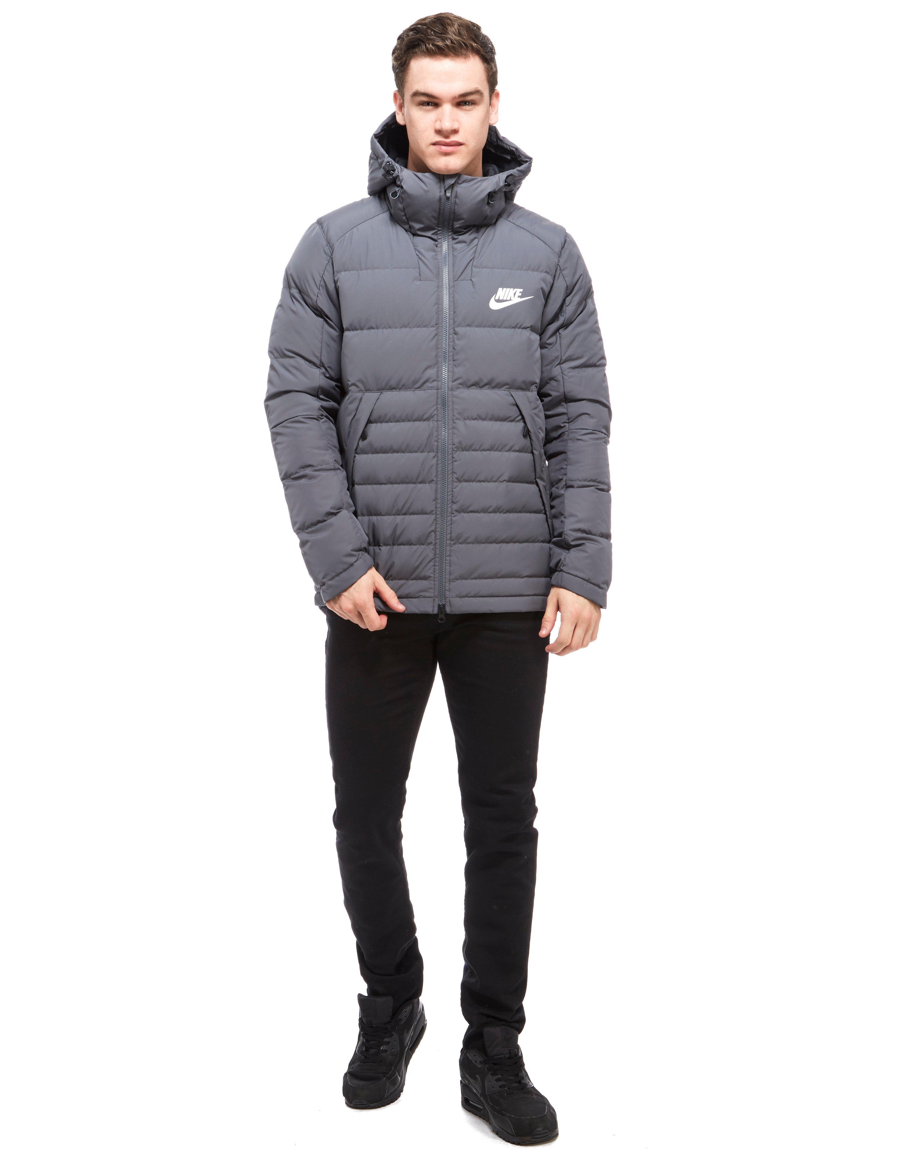 Padded Down Hooded Jacket in Grey 
