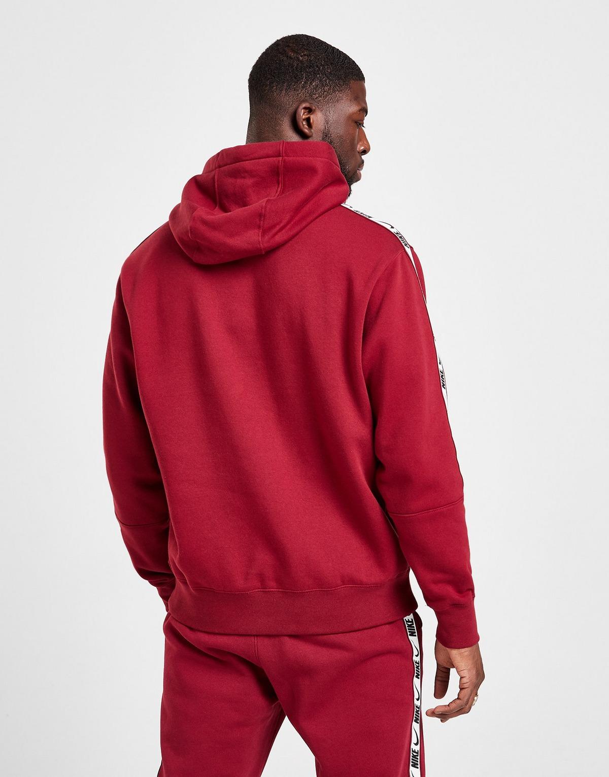 Nike Tape Fleece Overhead Hoodie in Red for Men - Lyst