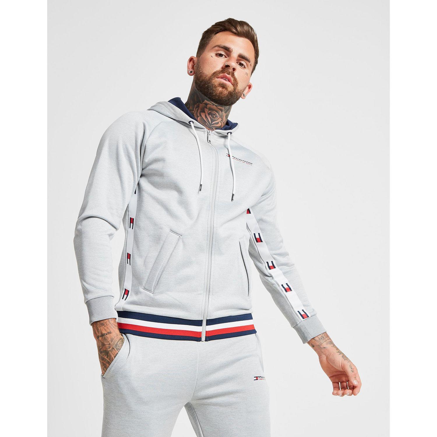 tommy hilfiger tape grey half zip sweatshirt