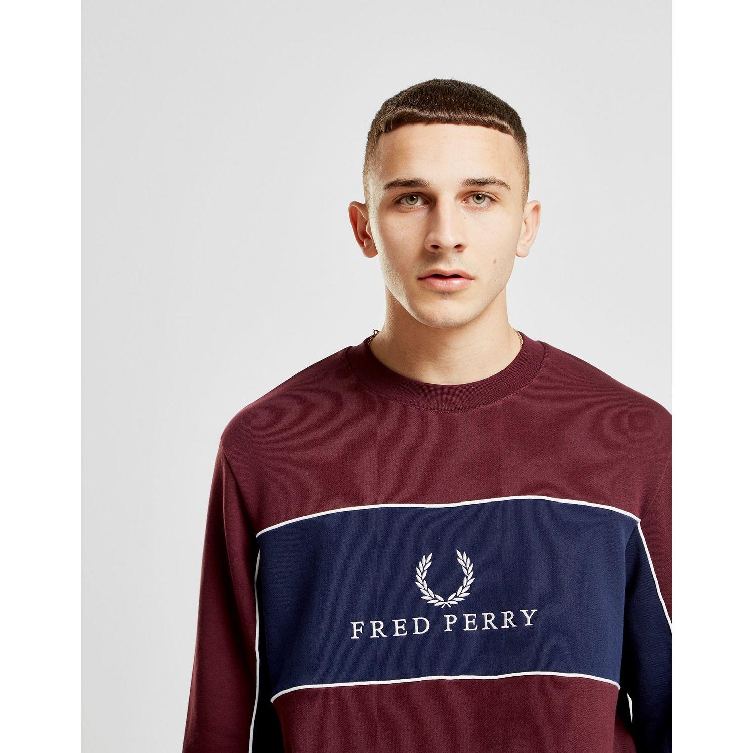 Lyst - Fred Perry Centre Panel Sweatshirt in Red for Men - Save 28%