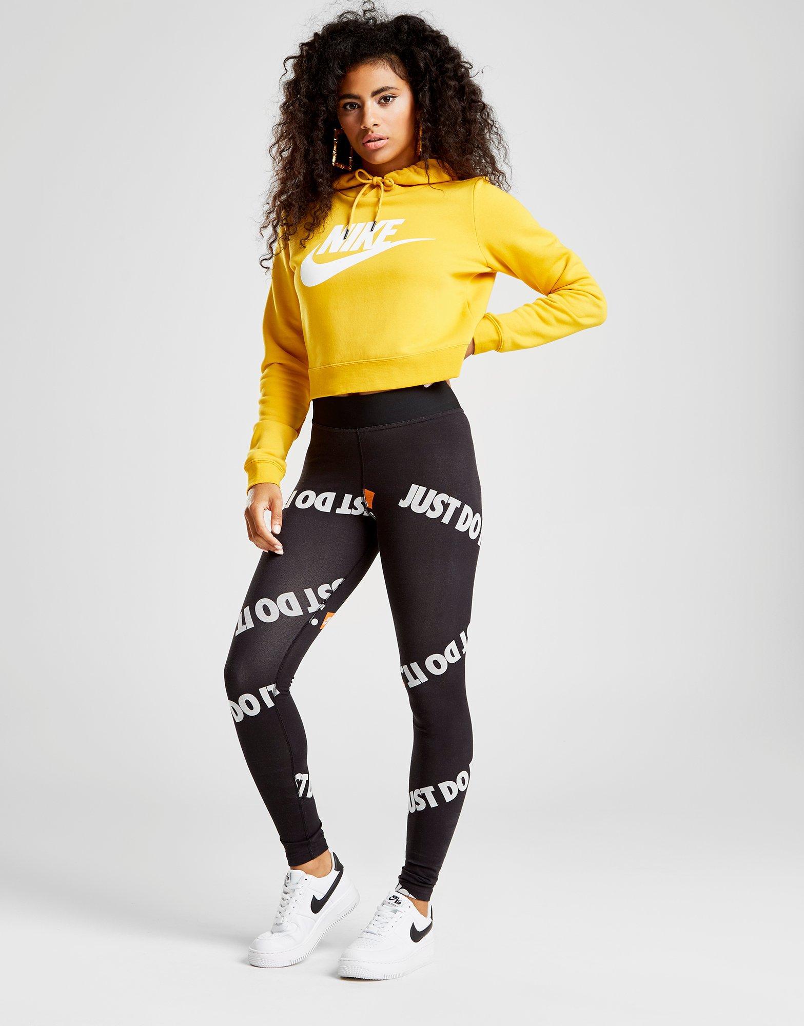 yellow nike crop hoodie