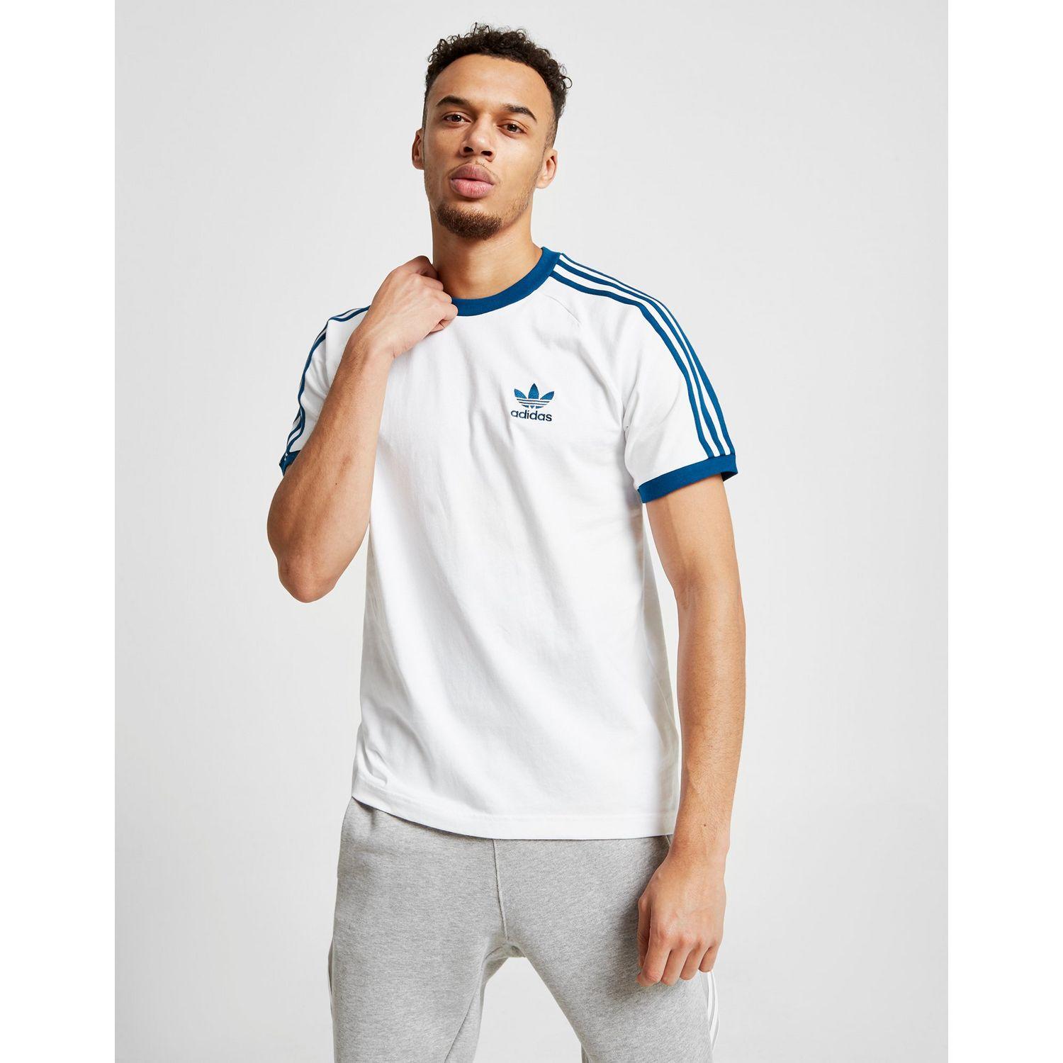 Adidas originals california 3 stripe t shirt white Clearance