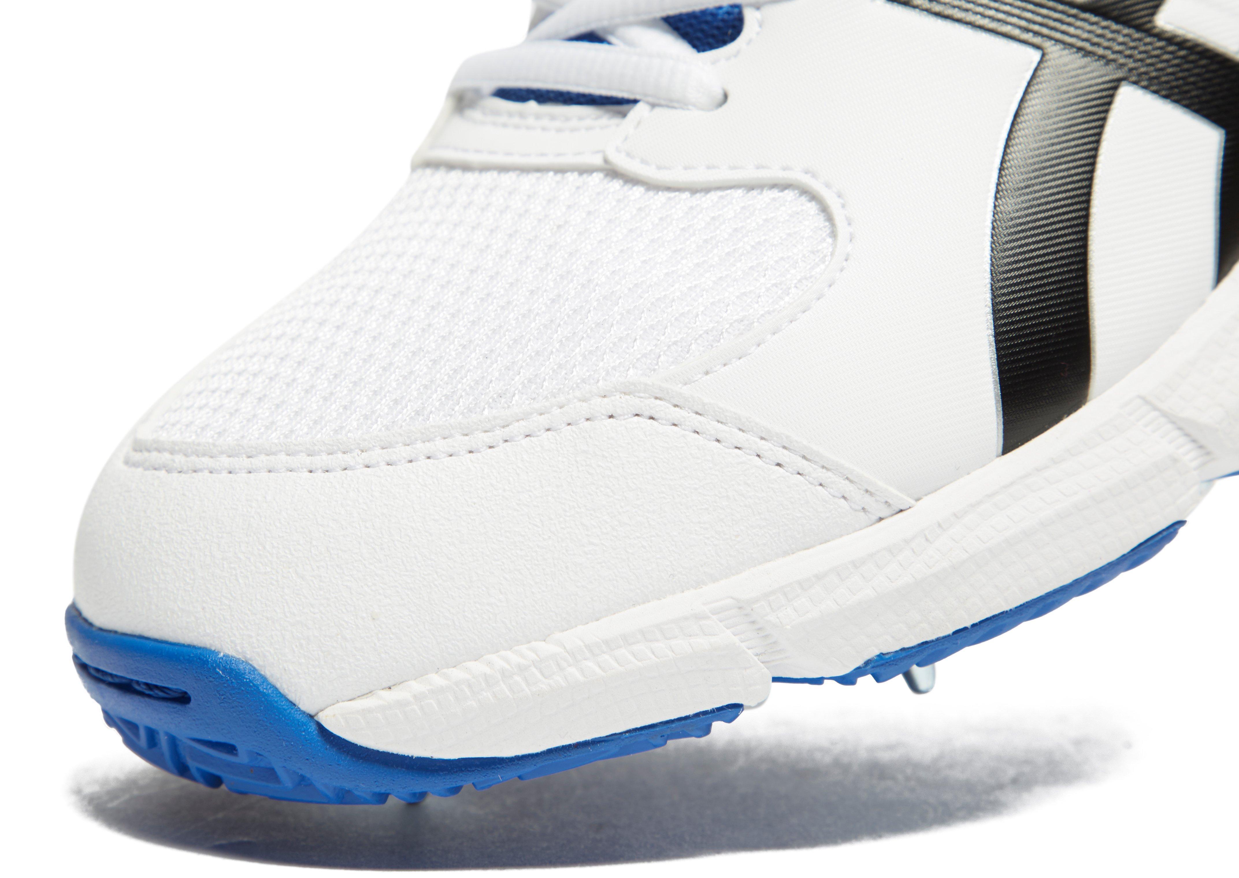 Asics Leather Gel100 Not Out Cricket Shoe in White/Black/Blue (Blue