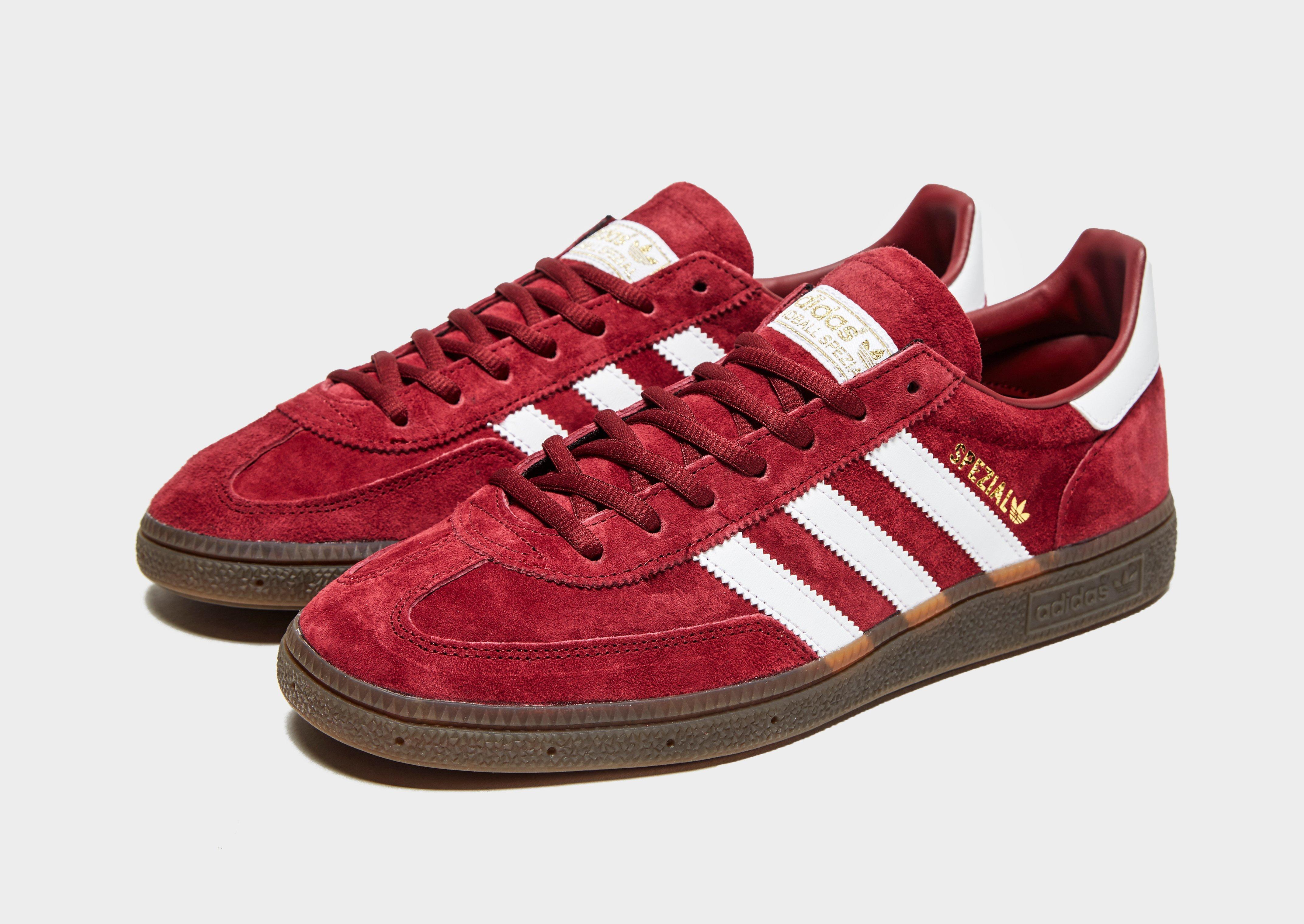 Adidas Originals Suede Handball Spezial In Burgundy White Red For Men 