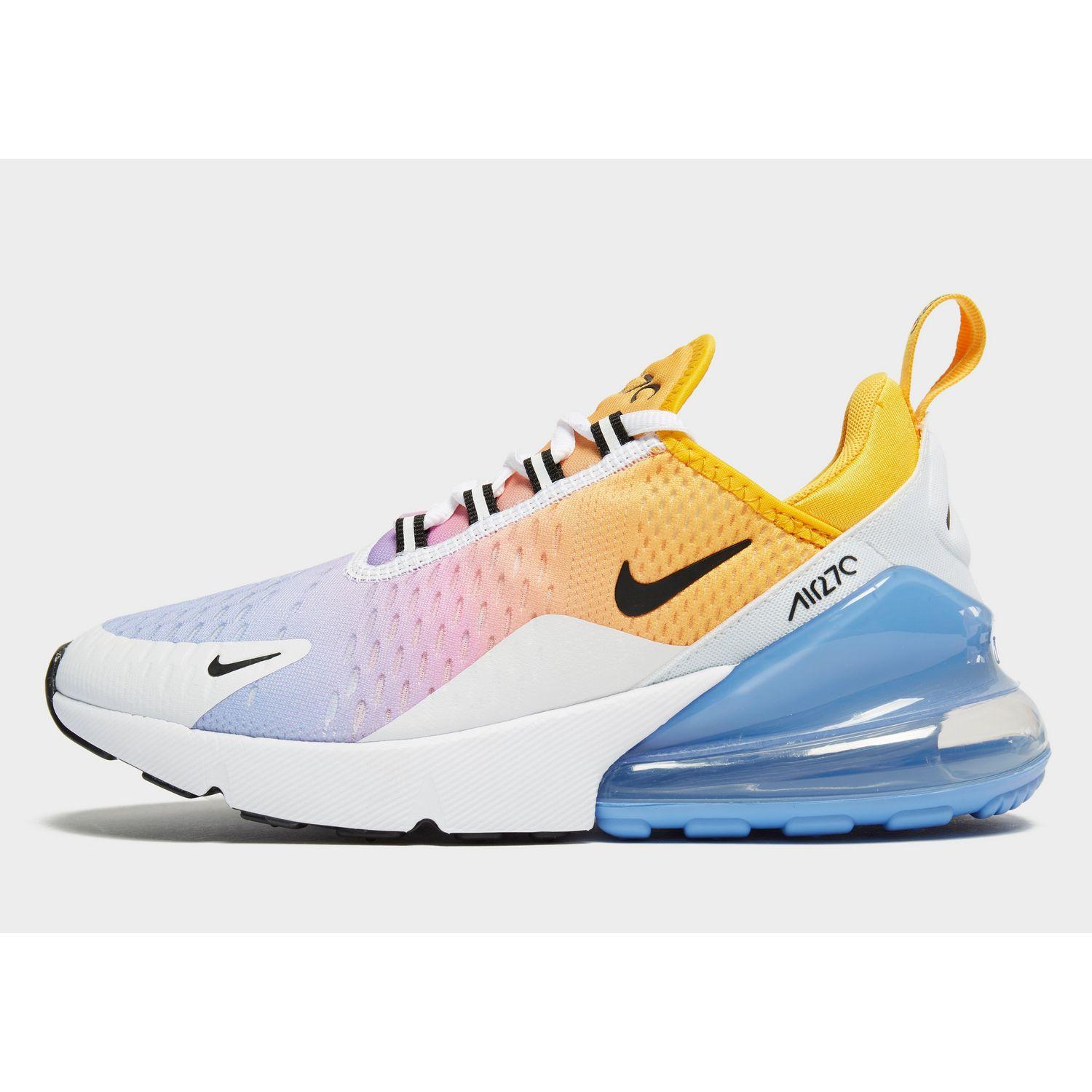 pink blue yellow nike shoes