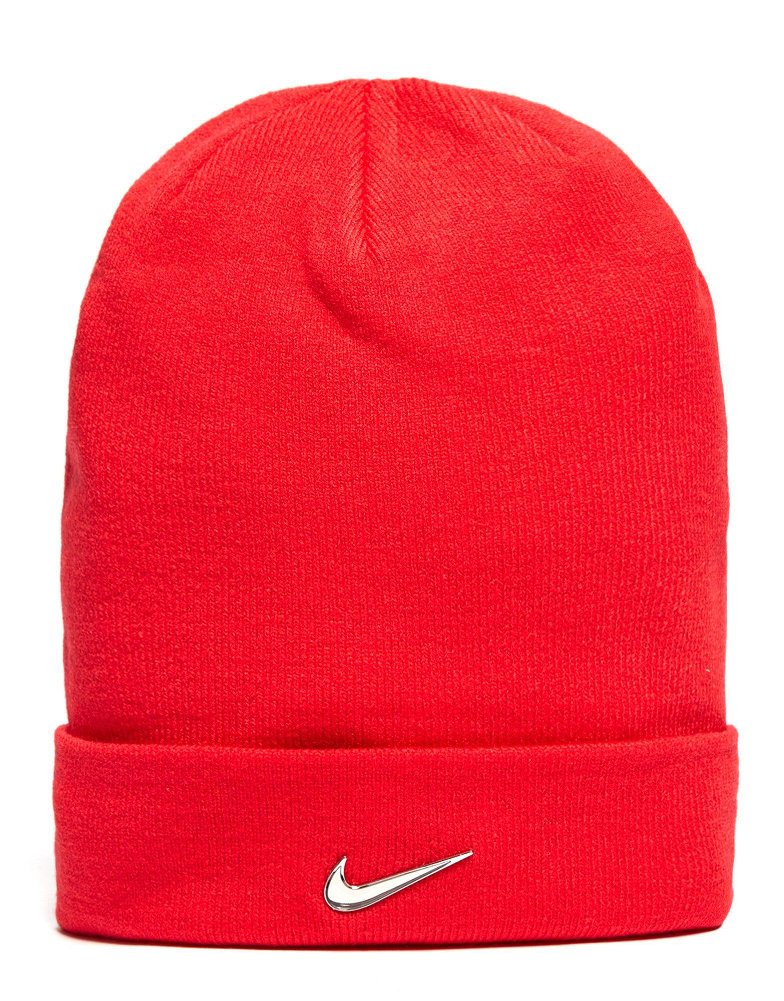 Nike Swoosh Beanie Hat in Red/Silver 