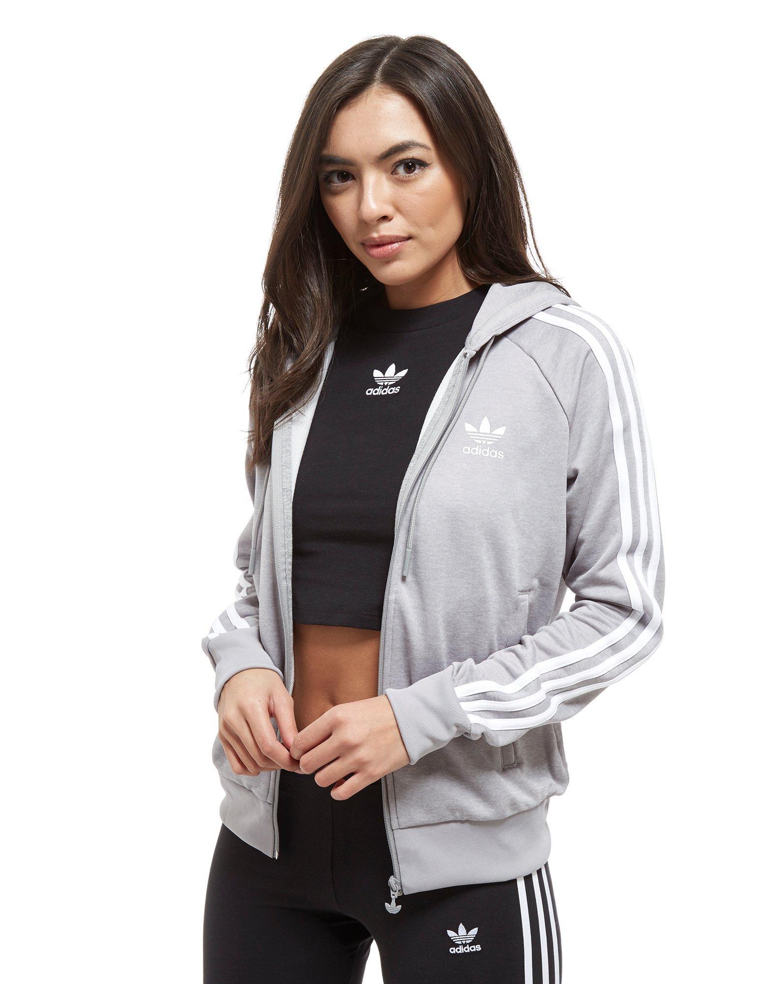 adidas Originals Synthetic 3-stripes Full Zip Hoodie in Grey/White (Gray) -  Lyst