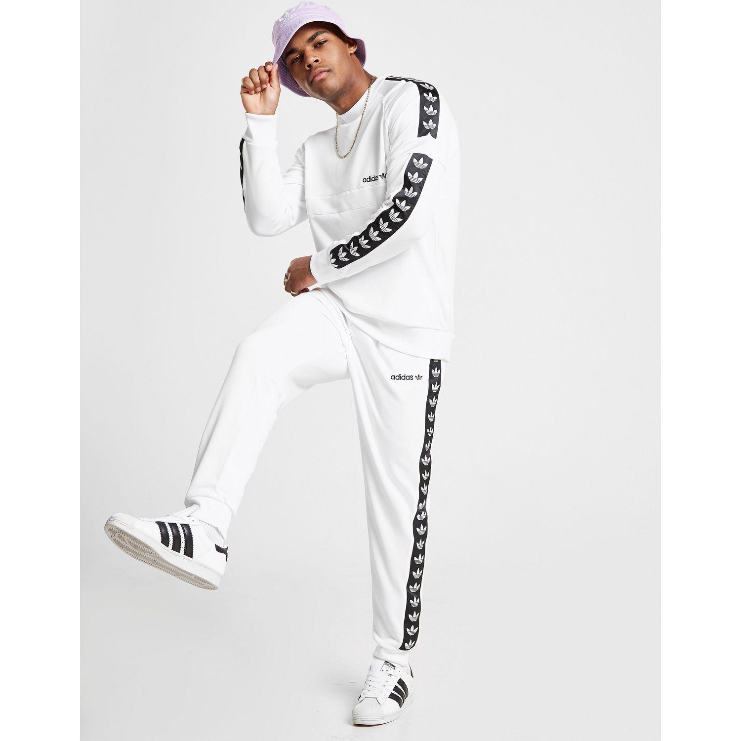 adidas Originals Cotton Tape Itasca Crew Sweatshirt in White/Black (White)  for Men - Lyst