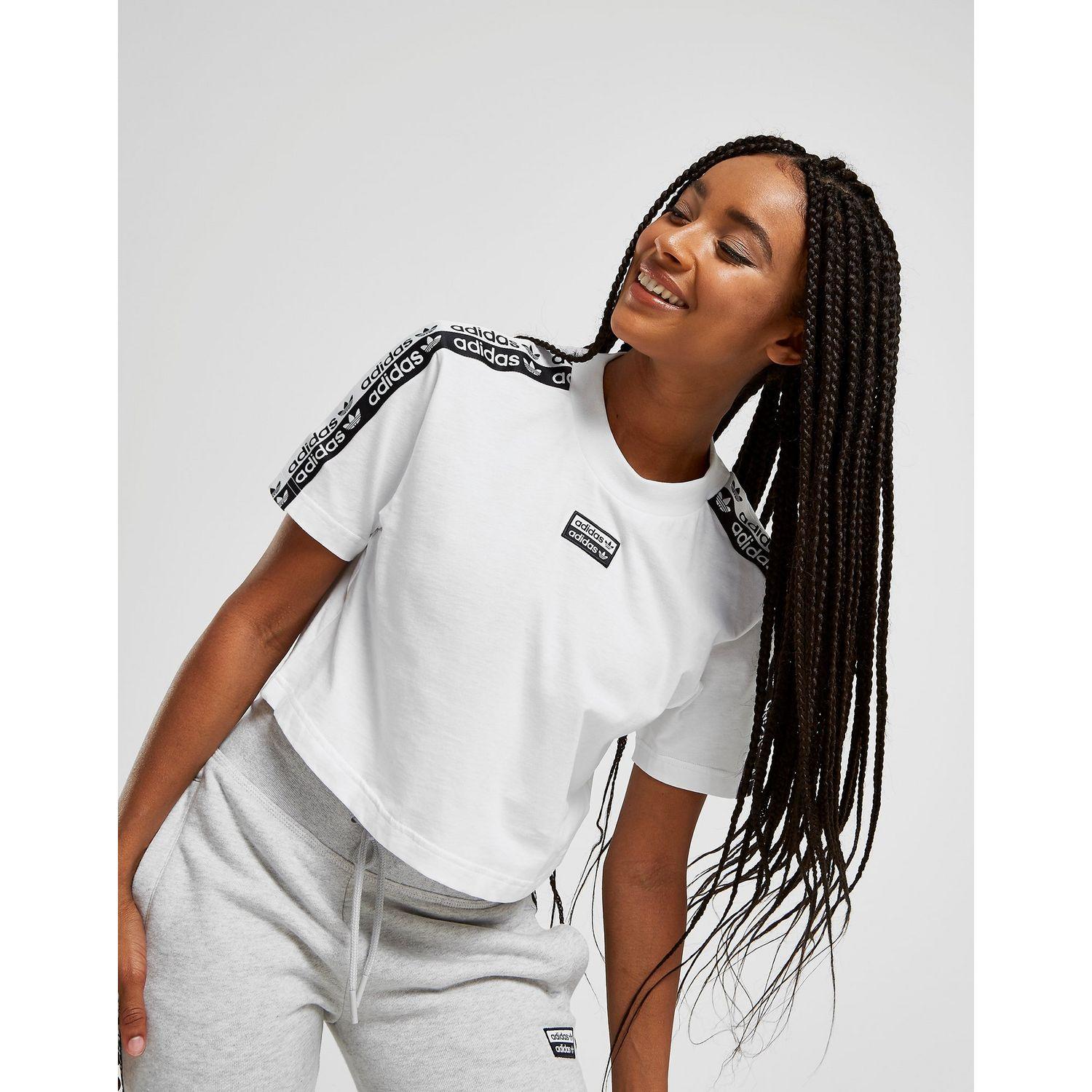 adidas tape crop t shirt