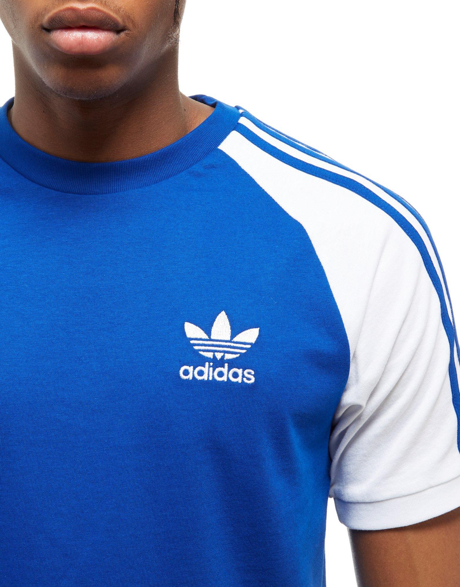 adidas Originals Cotton California Raglan T-shirt in Blue/White (Blue ...