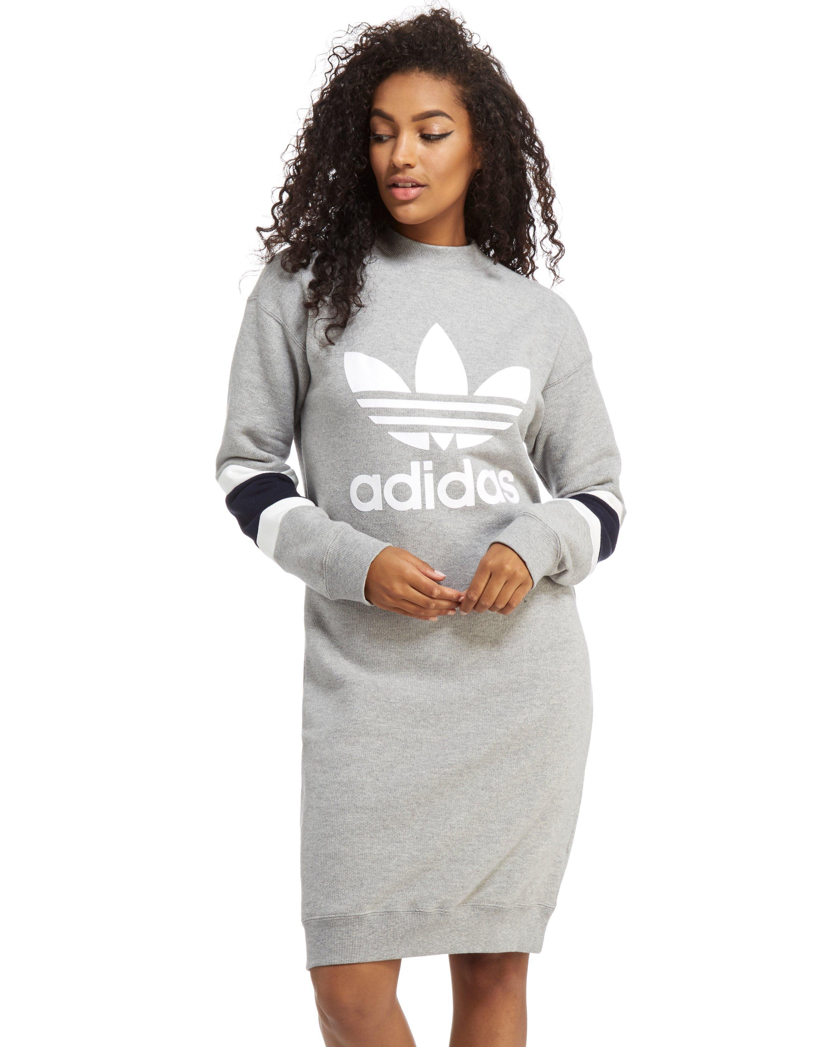 Cotton High Neck Sweater Dress in Grey 