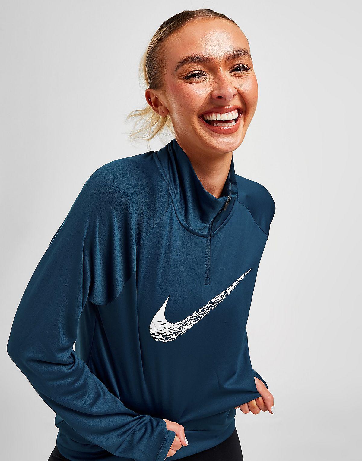Nike Running Swoosh 1/4 Zip Dri-fit Top in Blue | Lyst UK