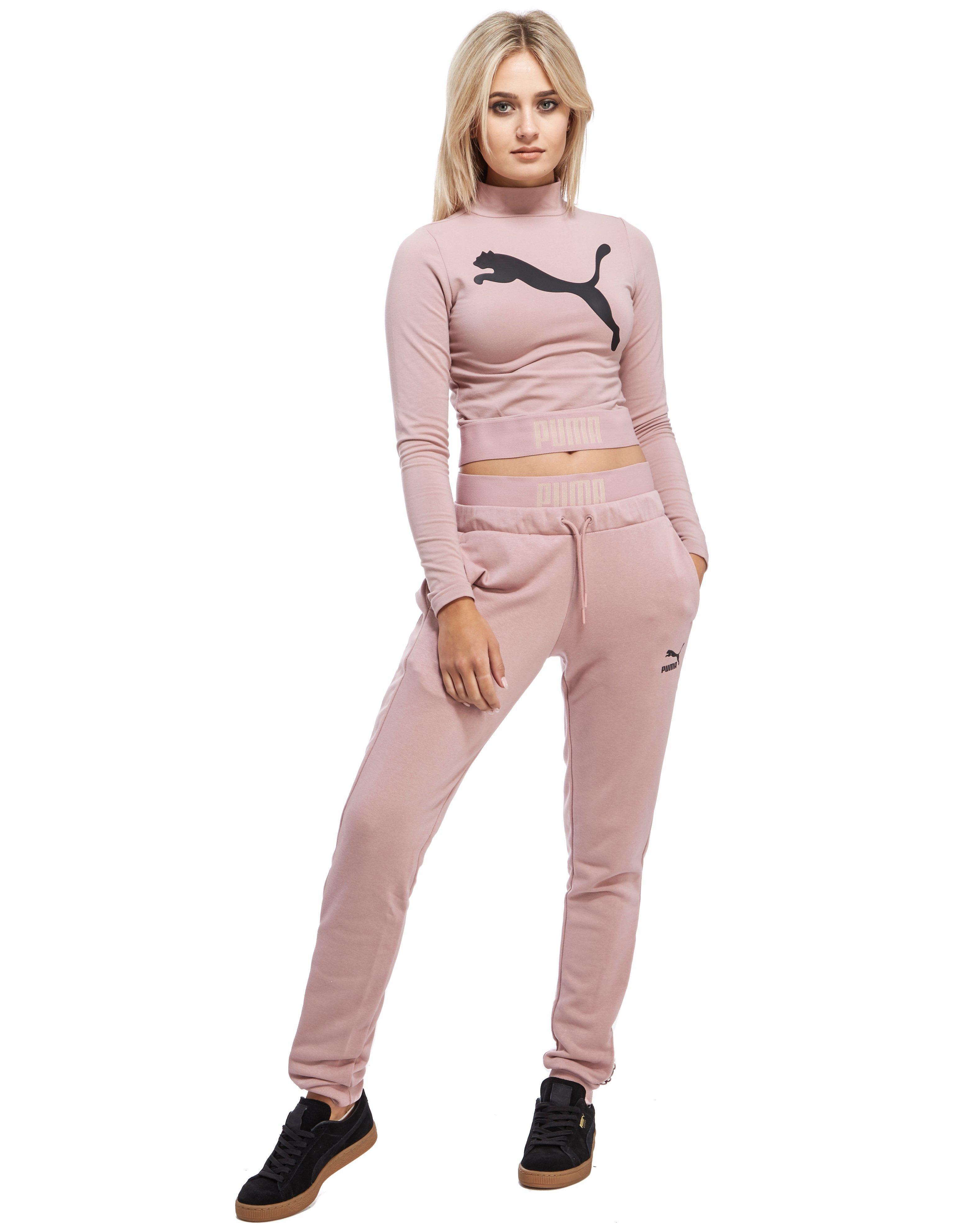 PUMA Cotton High Neck Long-sleeved Crop Top in Rose (Pink) - Lyst