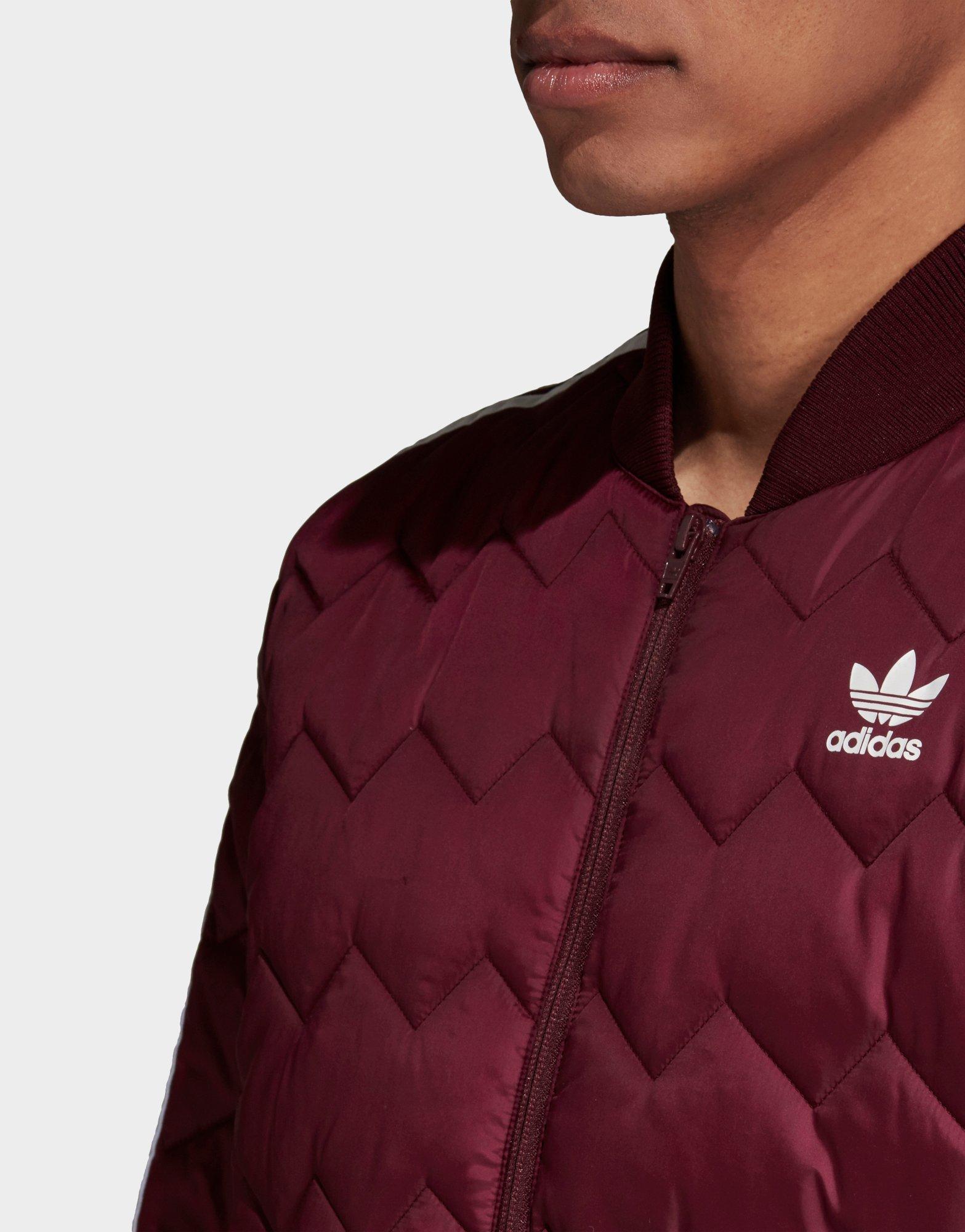 adidas Sst Quilted Jacket in Maroon 