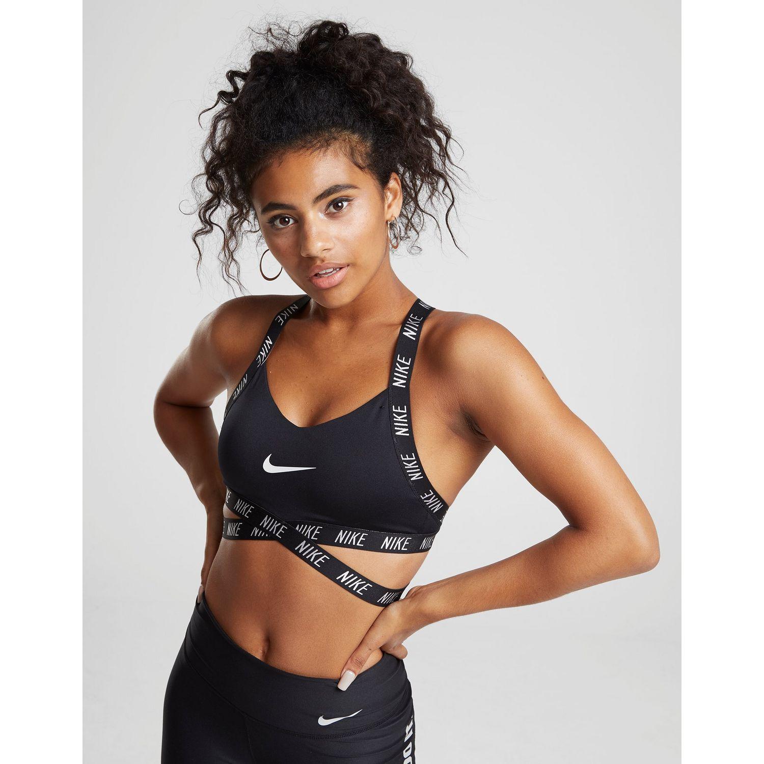 nike training indy logo bra in white