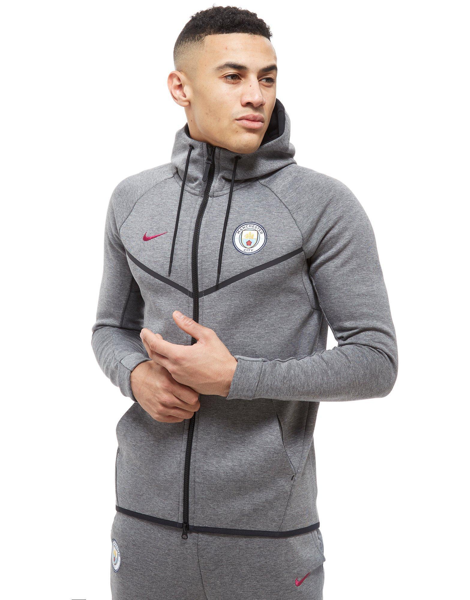 Nike Manchester City Fc Tech Fleece Hoodie in Grey (Gray) for Men - Lyst