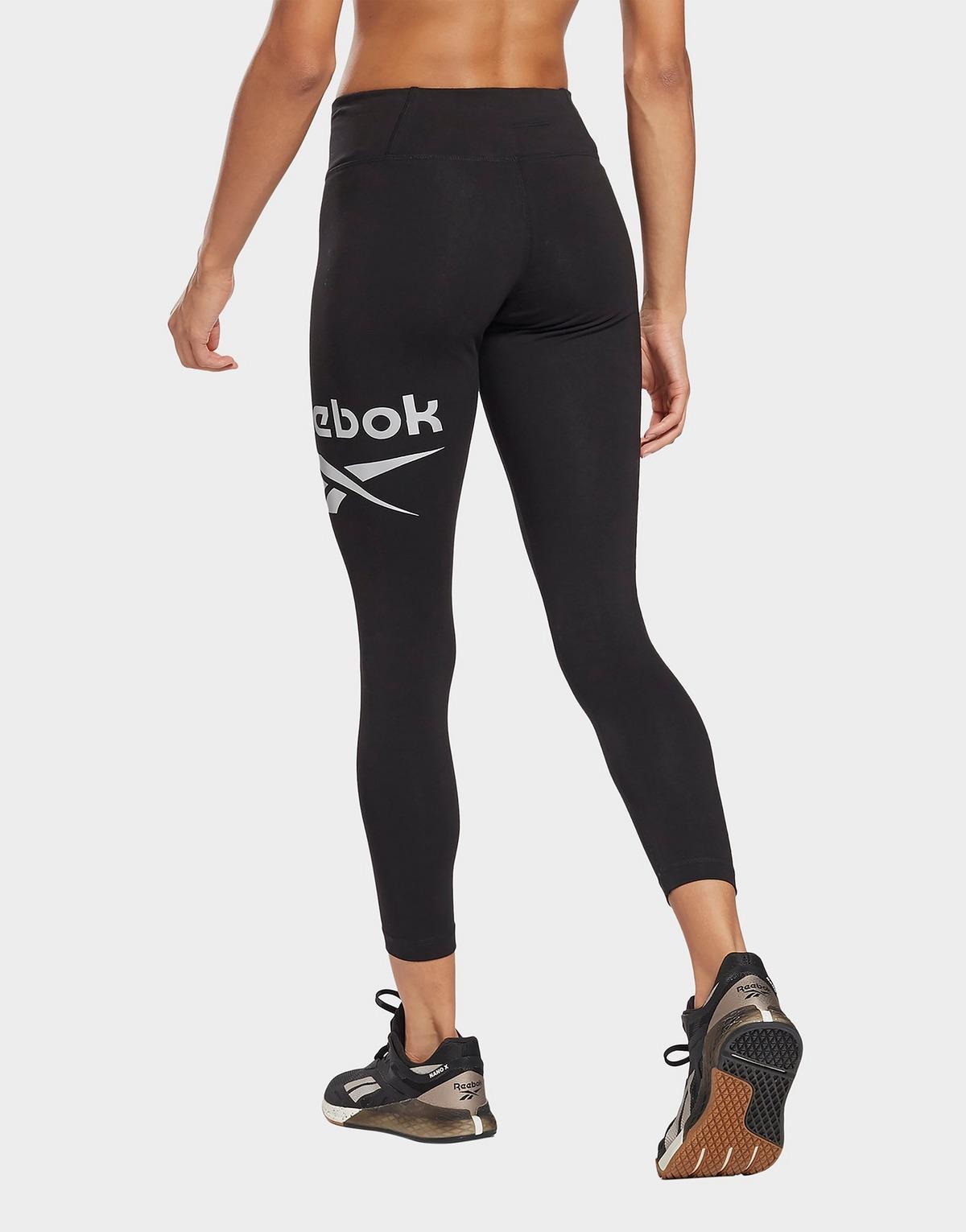 reebok training logo leggings in black and white