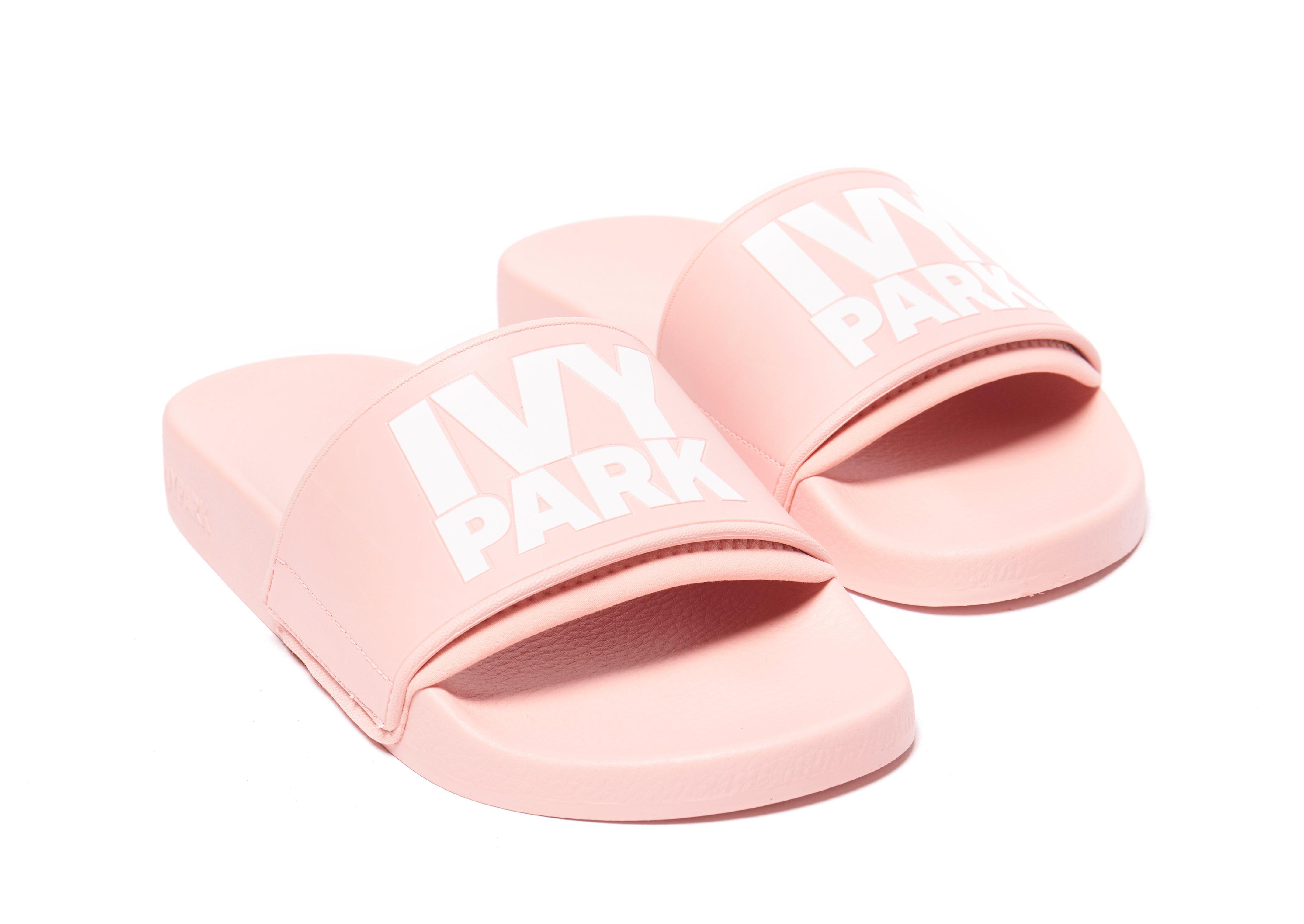 Ivy Park Synthetic Logo Slides in Pink 