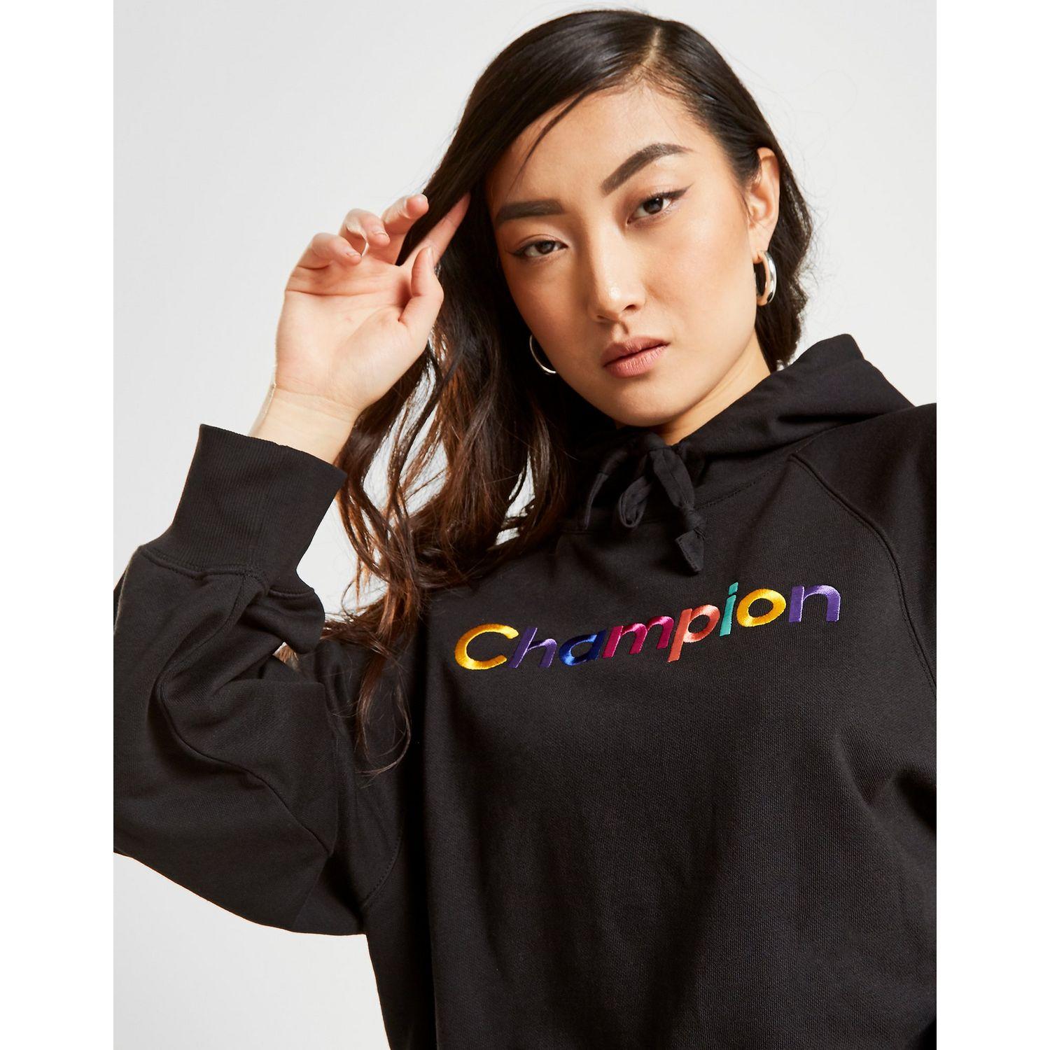 Champion Cotton Rainbow Logo Hoodie in 