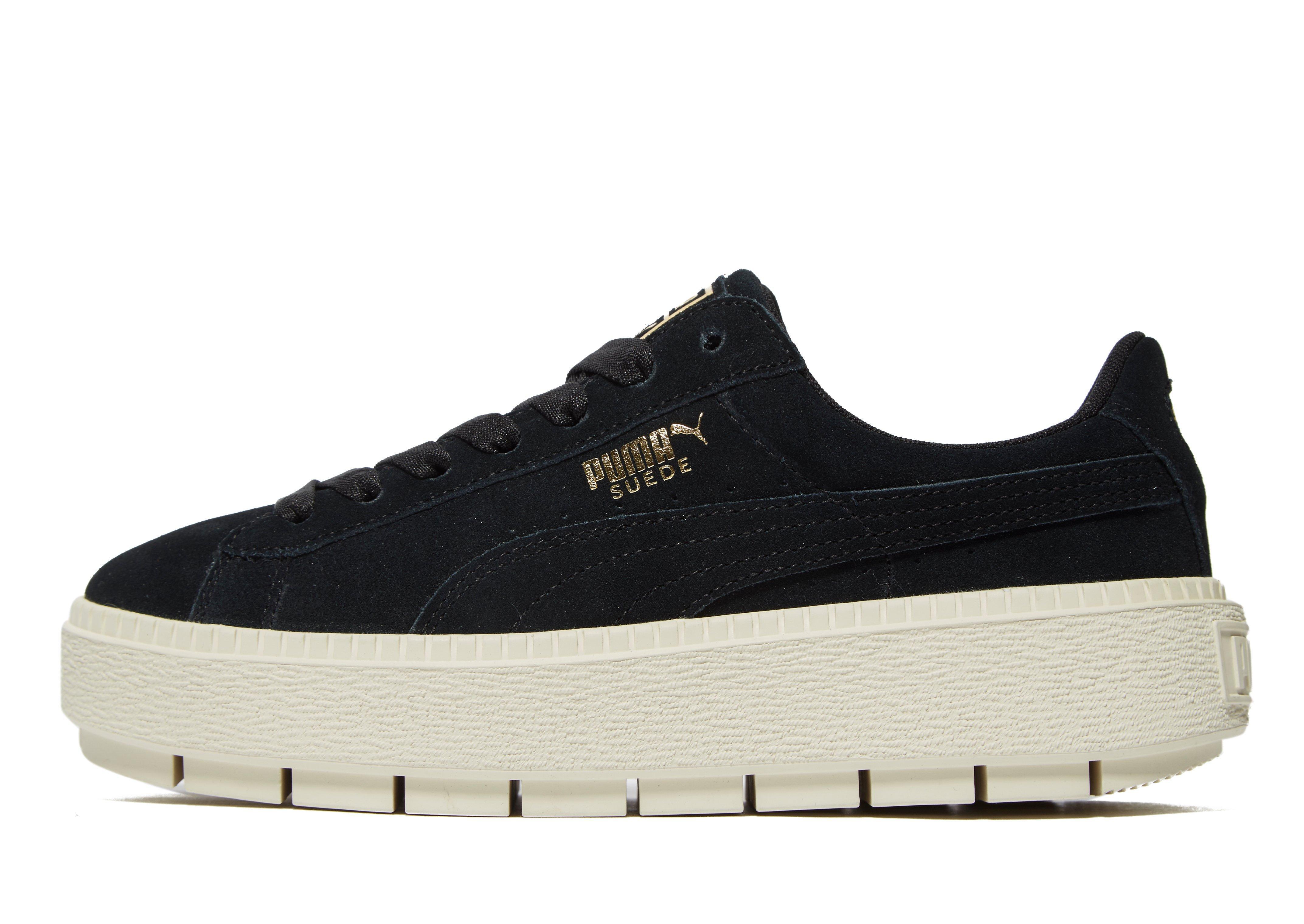 puma suede platform trace black and white