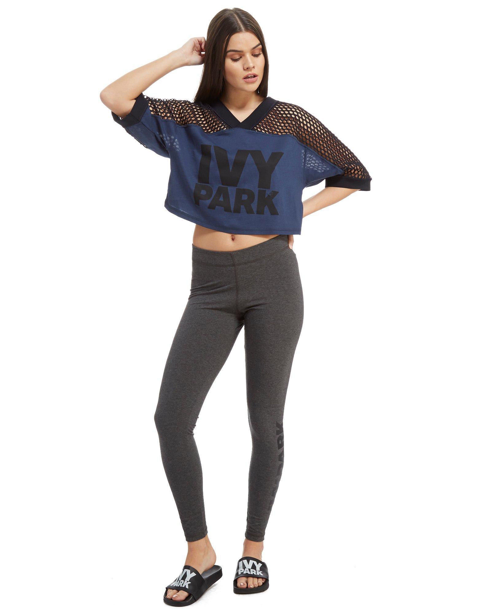 Ivy Park Cotton Crop Mesh Logo T-shirt in Blue/Black (Blue) - Lyst1567 x 2000