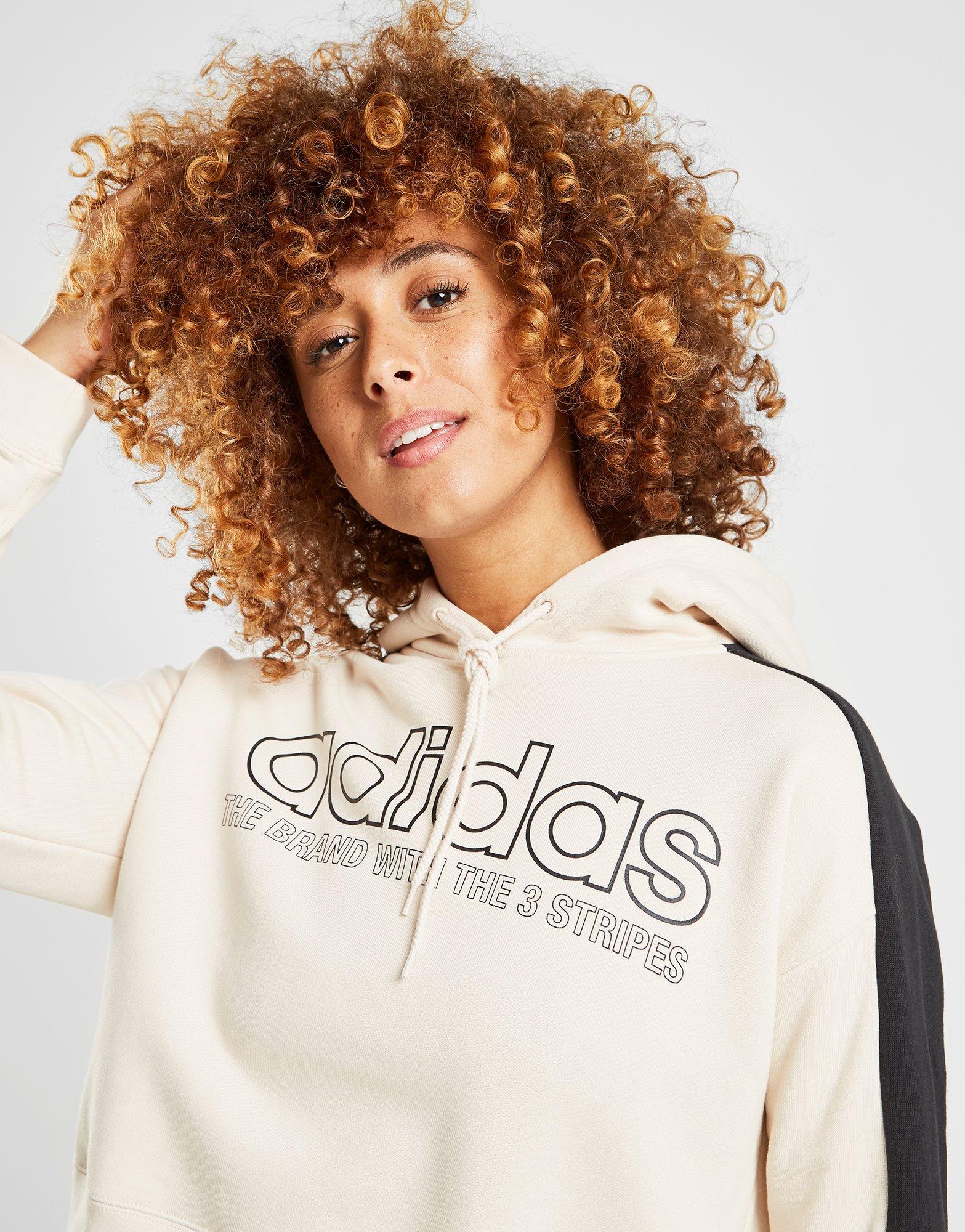 adidas originals linear crop overhead hoodie