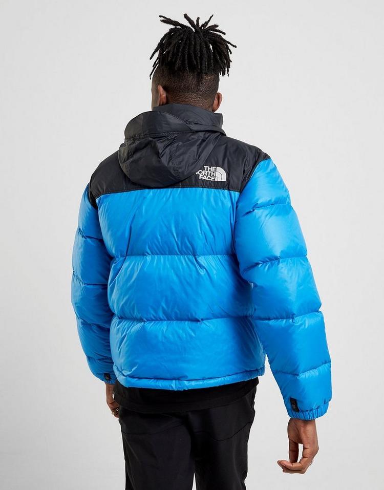 blue black north face puffer