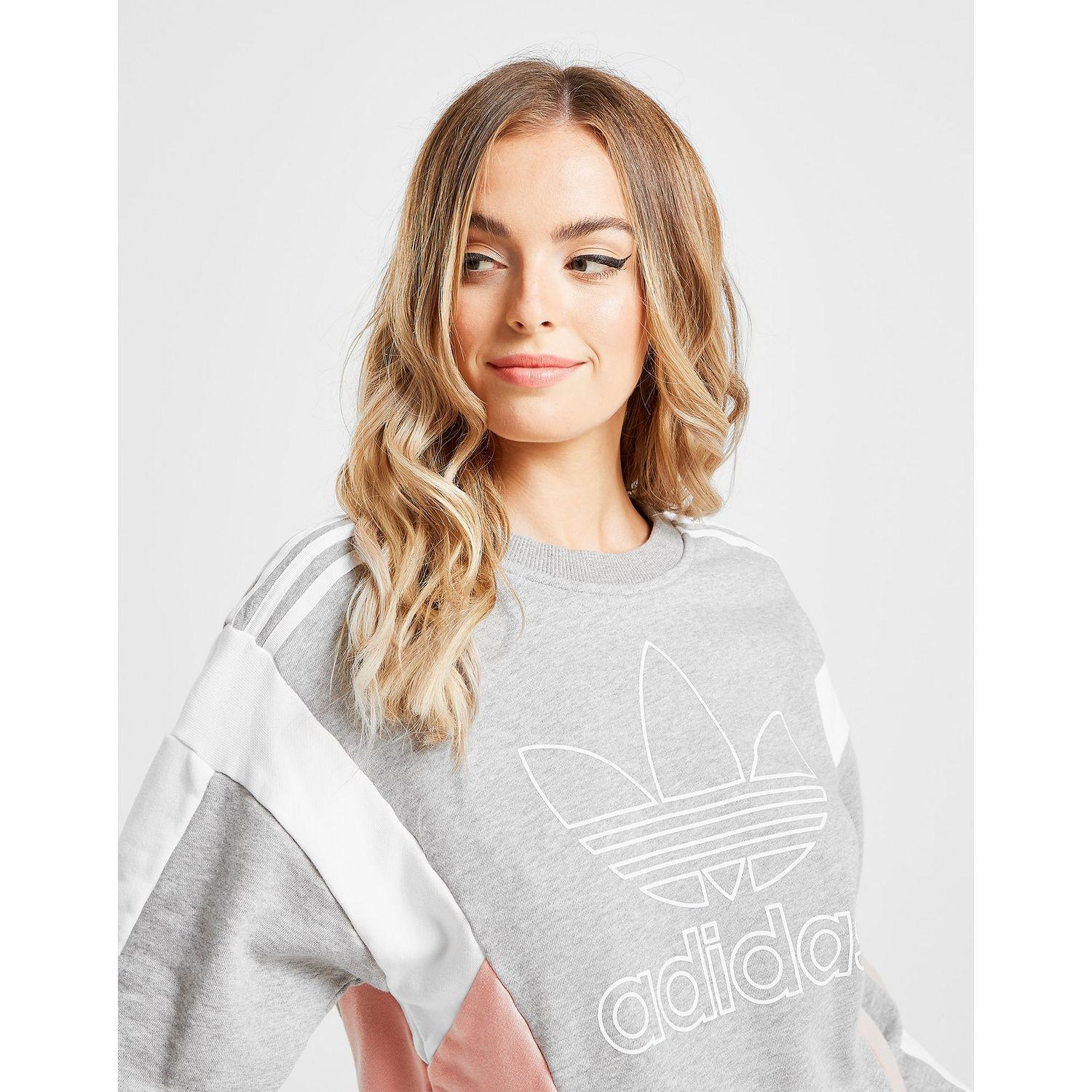 adidas Originals Cotton Colour Block Crew Sweatshirt in Grey adidas Originals Block Crew Sweatshirt AY9277 | ASOS