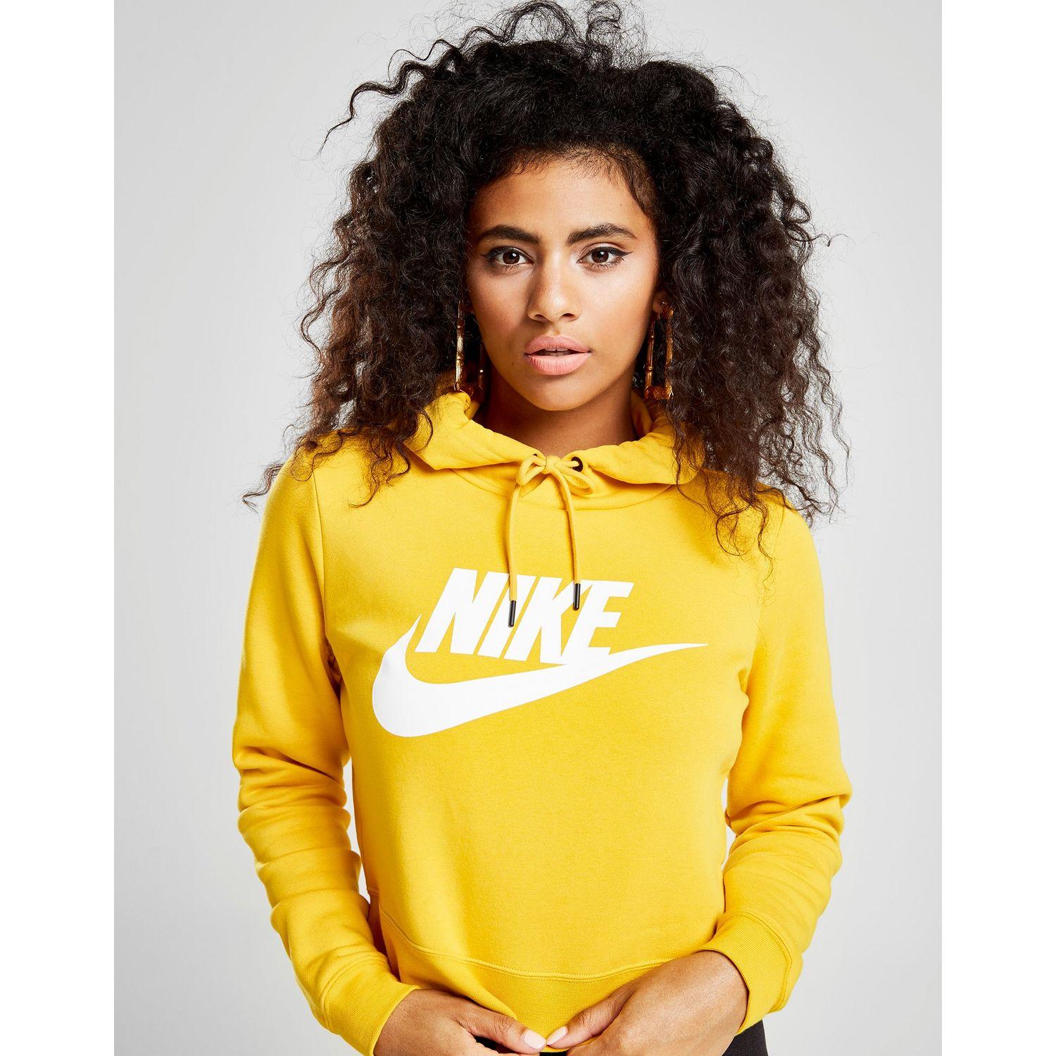 yellow nike crop hoodie