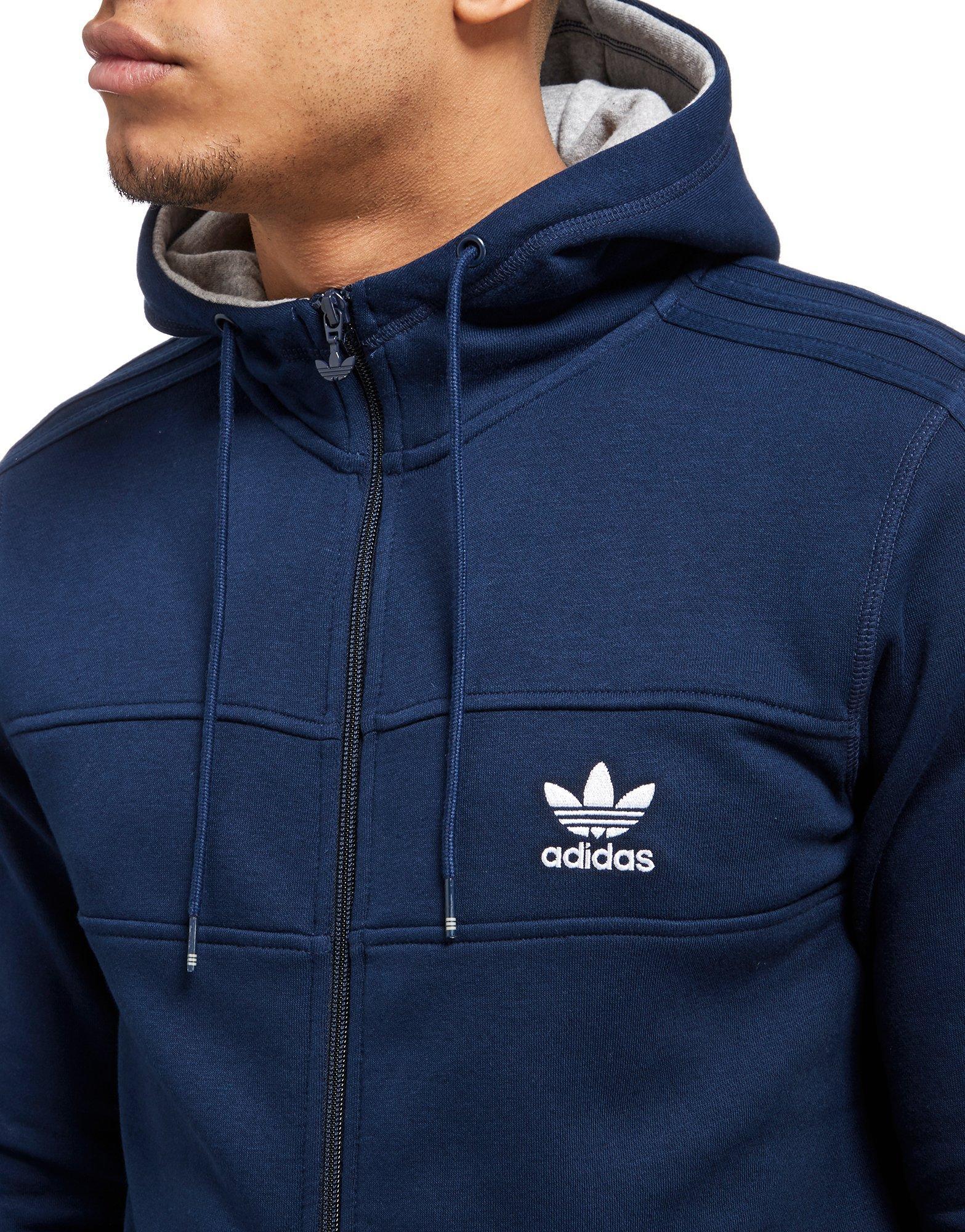 adidas Originals Synthetic Trefoil Full Zip Hoodie in Blue/White (Blue