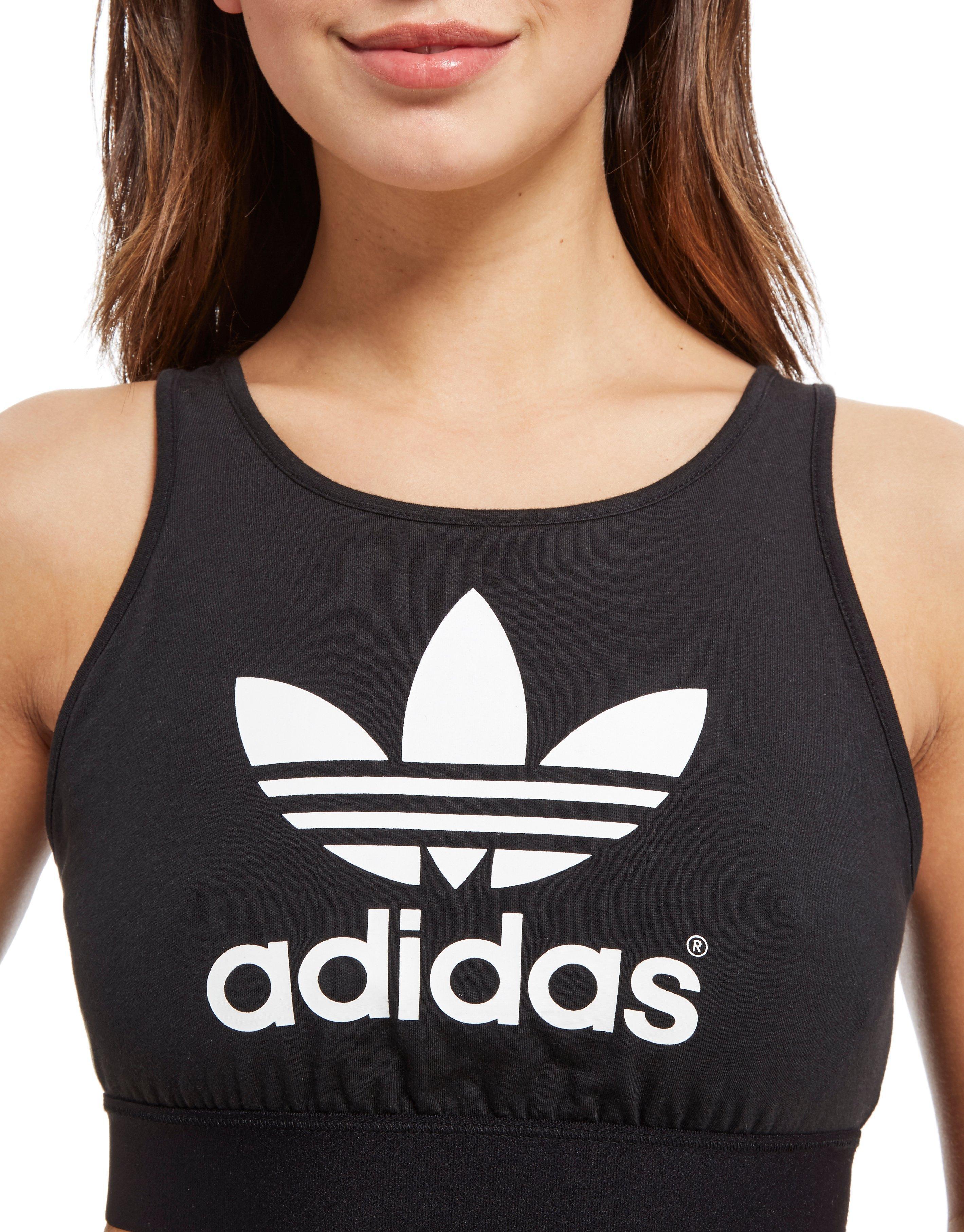 adidas Originals Cotton Trefoil Crop Top in Black/White (Black) - Lyst