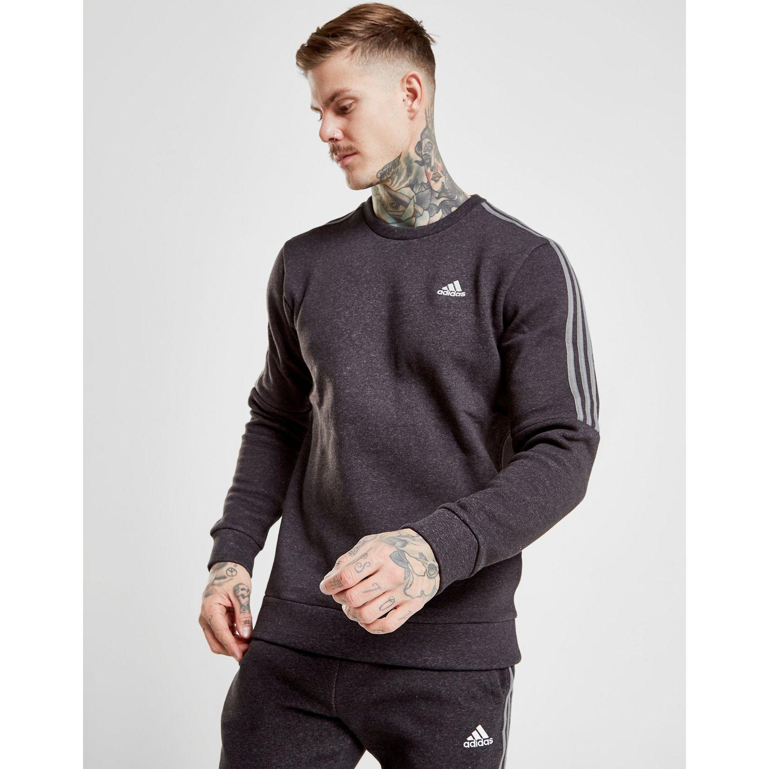 adidas Cotton Essential Crew Sweatshirt in Black/Grey (Gray) for Men - Lyst