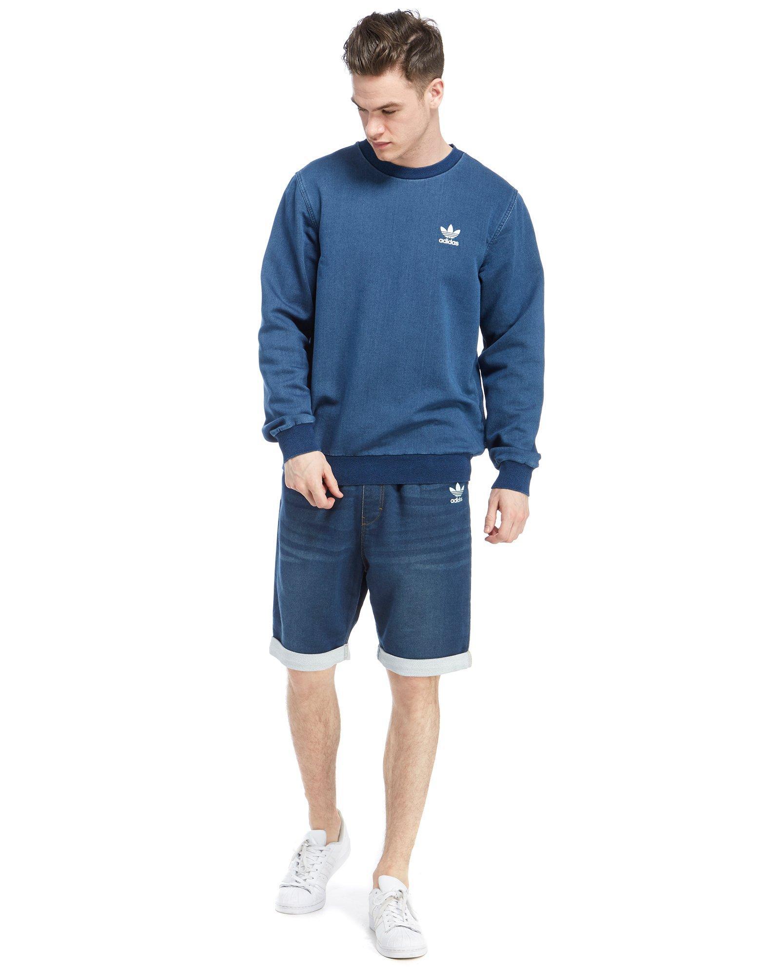 adidas originals trefoil fleece denim shorts