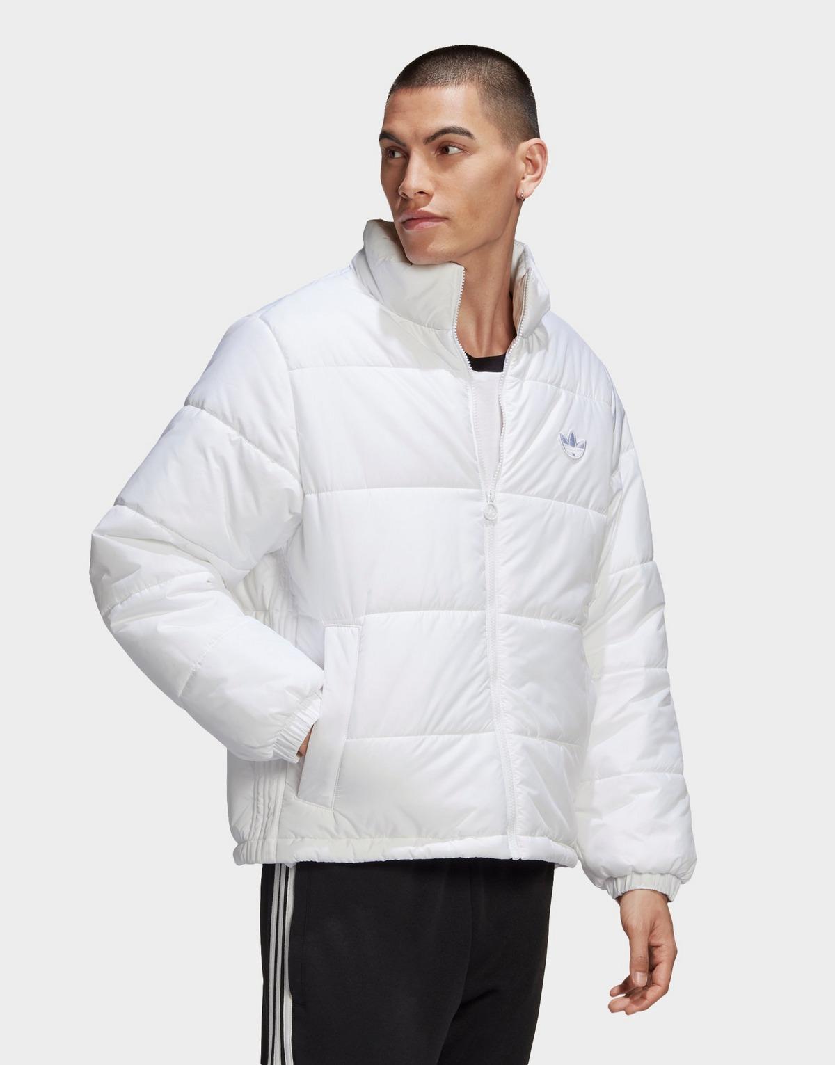adidas Originals Synthetic Padded Stand Collar Puffer Jacket in White