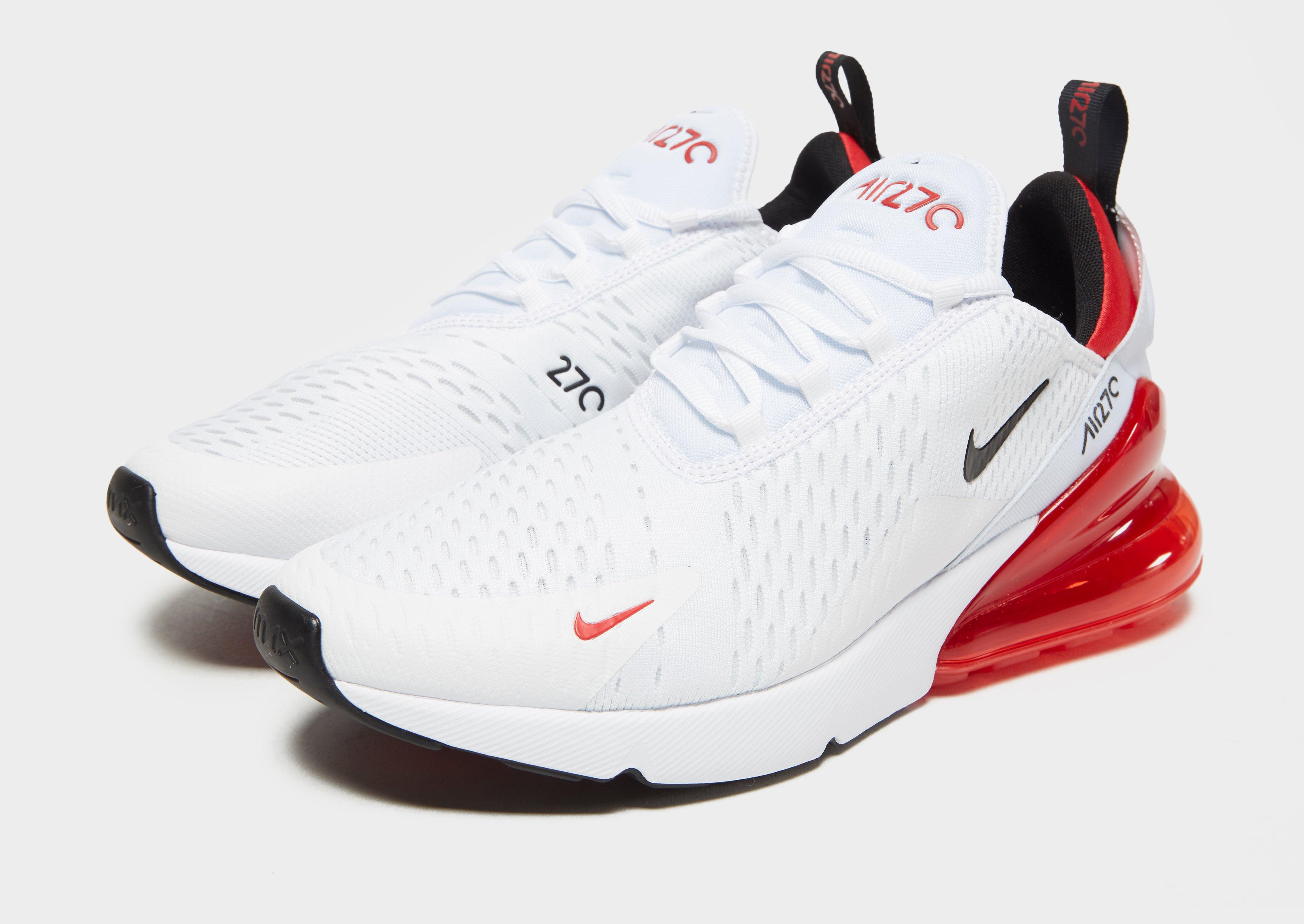 white and red nike air max 270