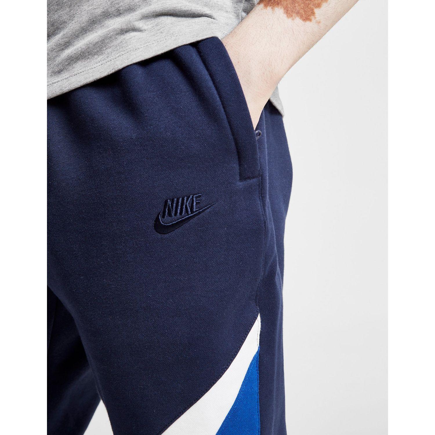 Nike Cotton Swoosh Colour Block Fleece Pants in Blue/White (Blue) for Men - Lyst
