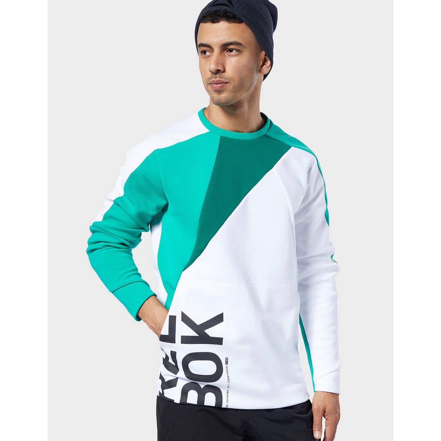 Reebok Cotton One Series Training Colorblock Sweatshirt in White for ...