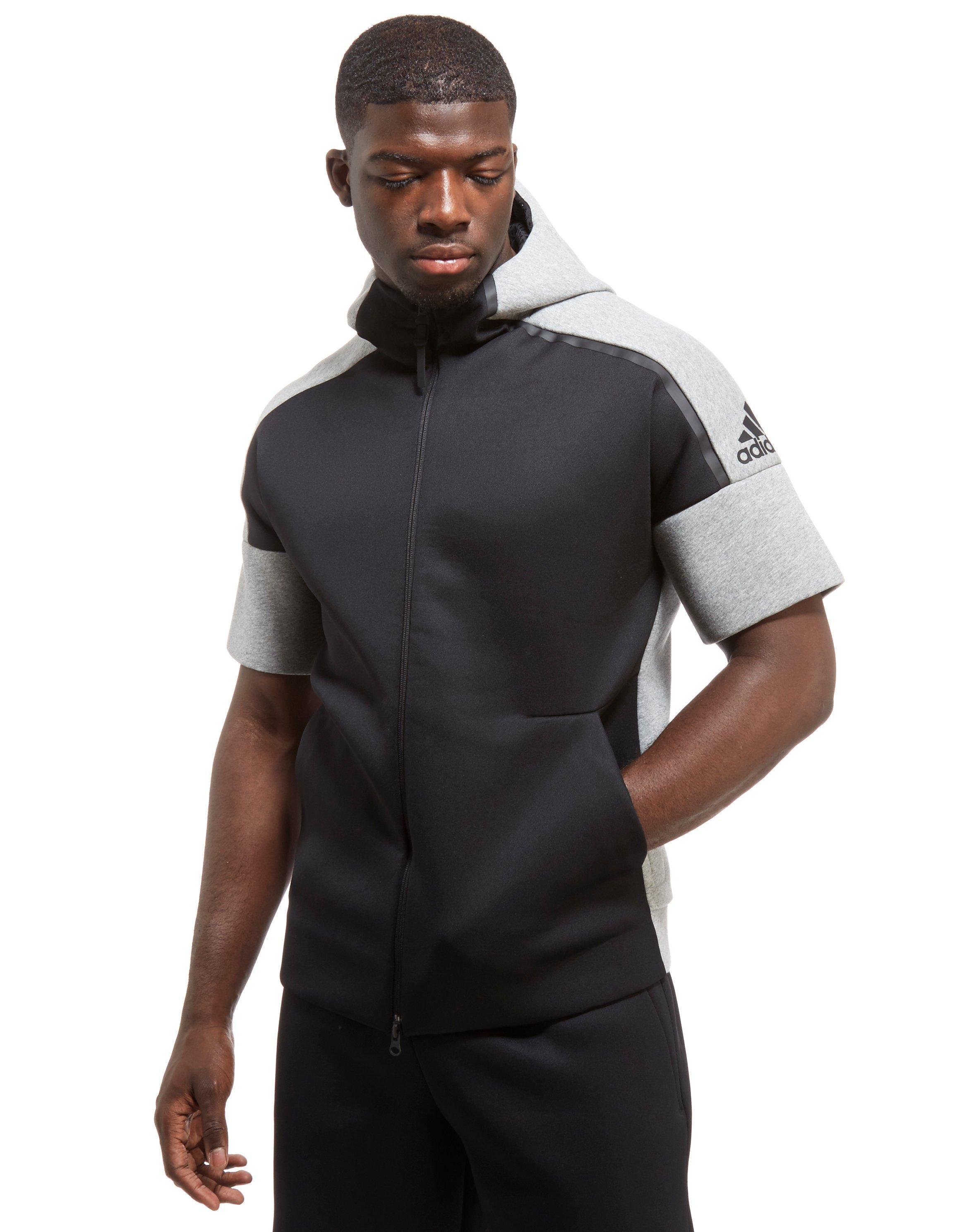 adidas Cotton Z.n.e Short Sleeve Hoodie in Black for Men - Lyst