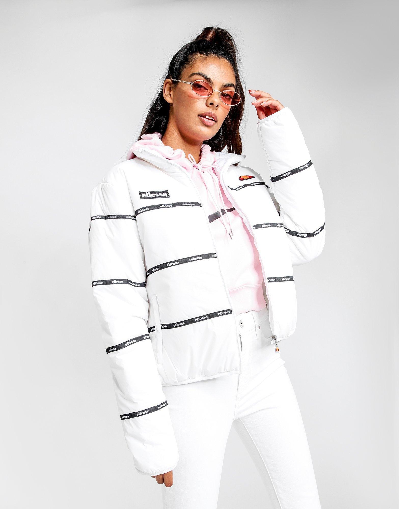 Ellesse Synthetic Tape Panel Padded Jacket in White - Lyst