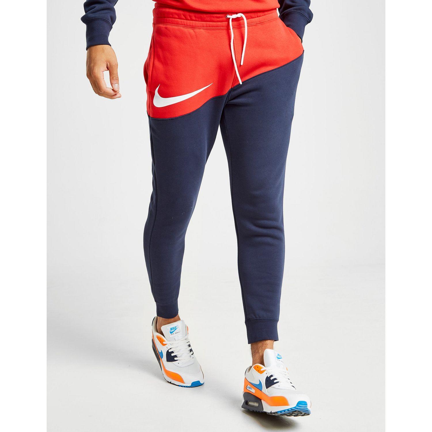 Nike Fleece Swoosh Joggers in Navy/Red (Blue) for Men - Lyst