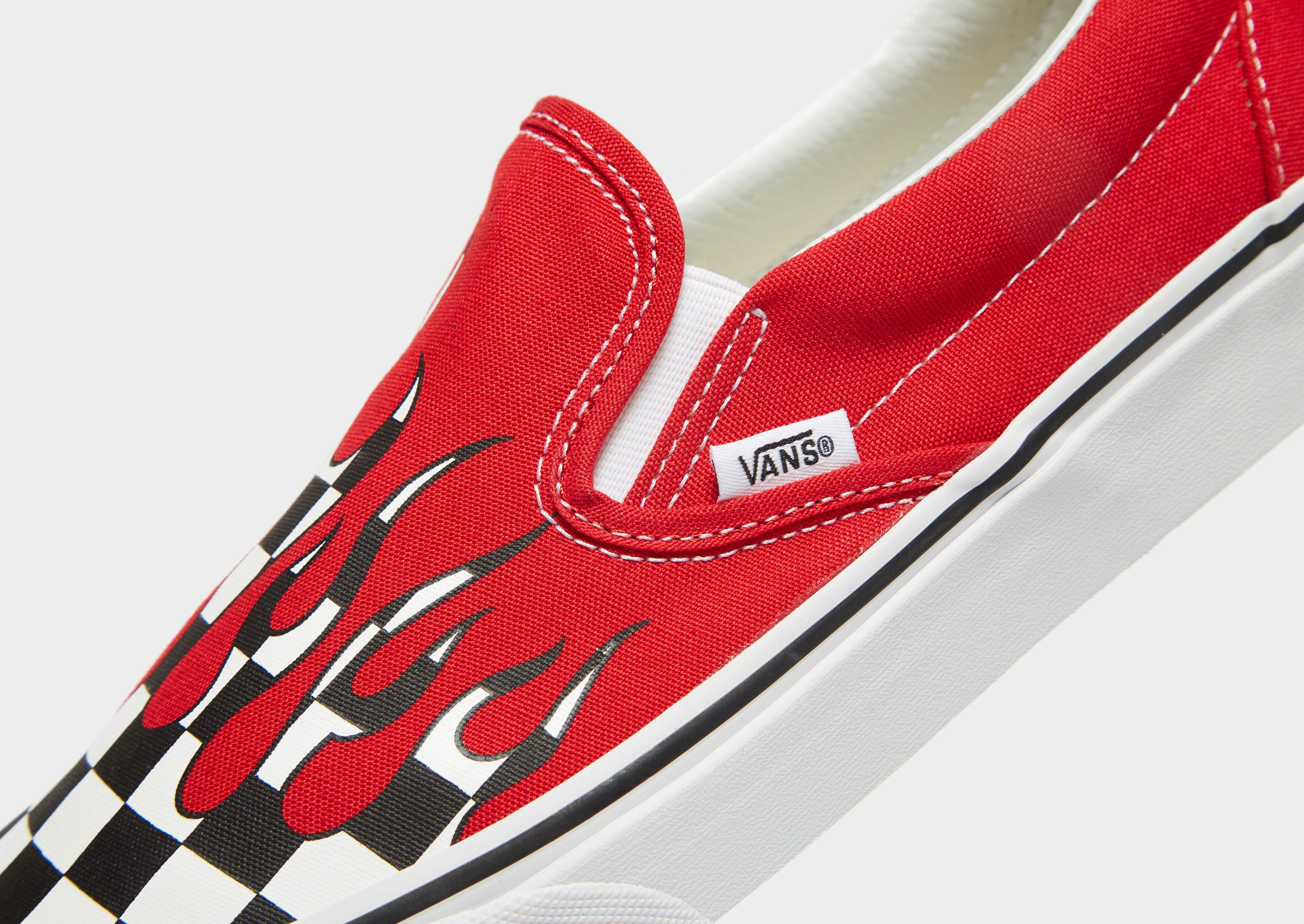 red vans with checkered flames