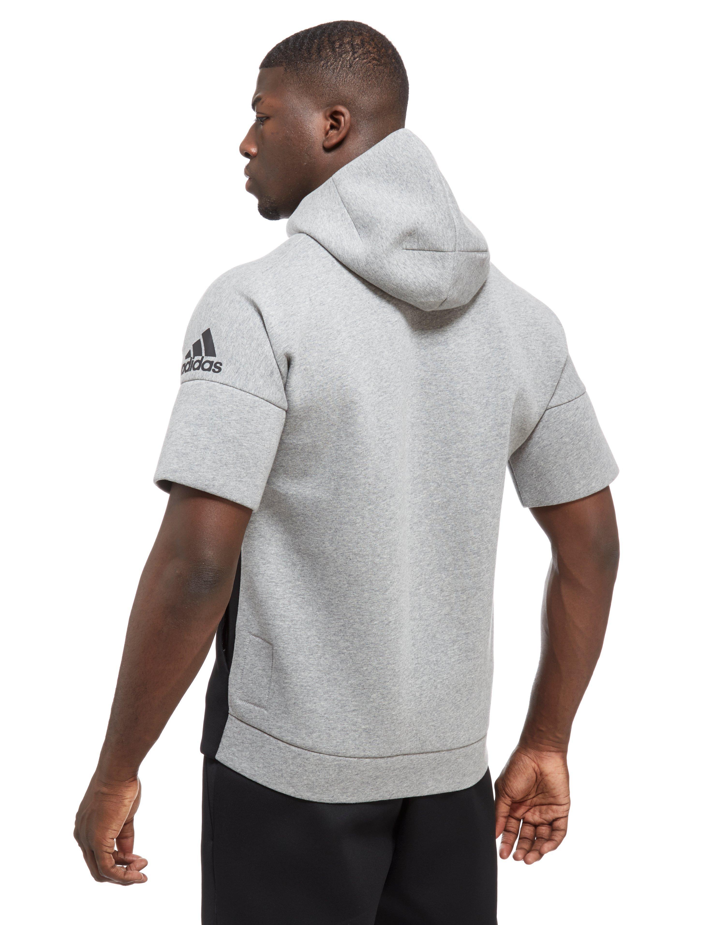 adidas Cotton Z.n.e Short Sleeve Hoodie in Black for Men - Lyst