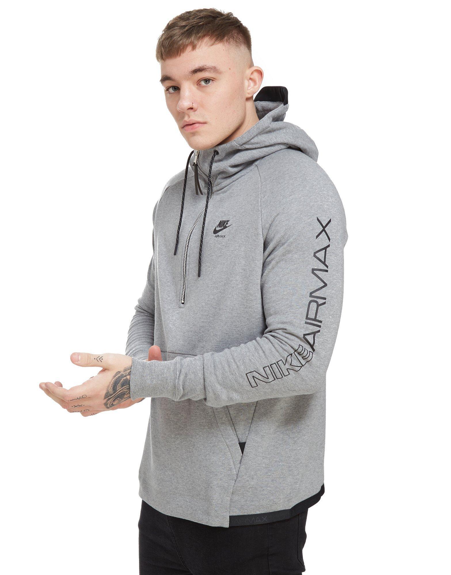 Nike Cotton Airmax Ft 1/2 Zip Hoodie in Grey/Black (Gray) for Men - Lyst