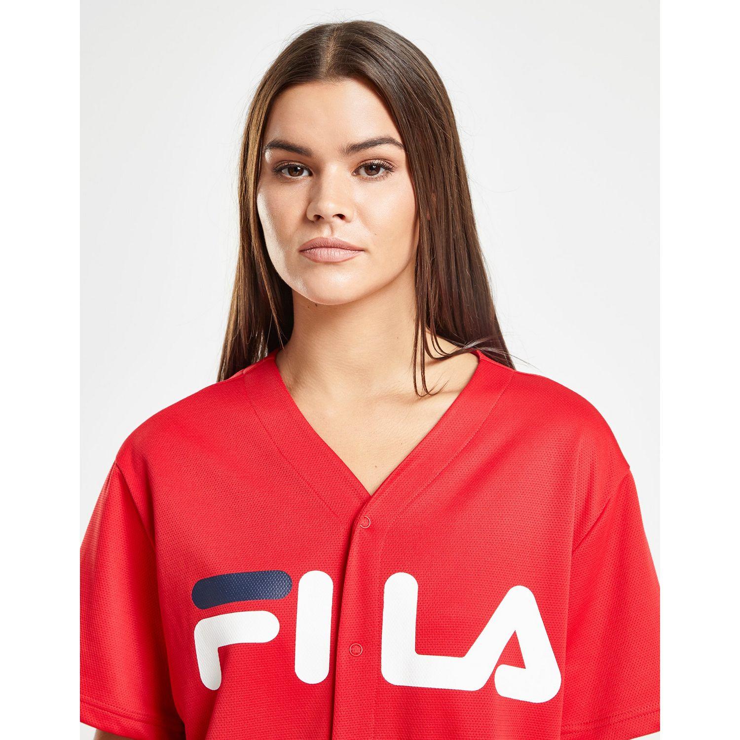 Fila Cotton Mesh Baseball T-shirt in Red/White/Navy (Red) - Lyst