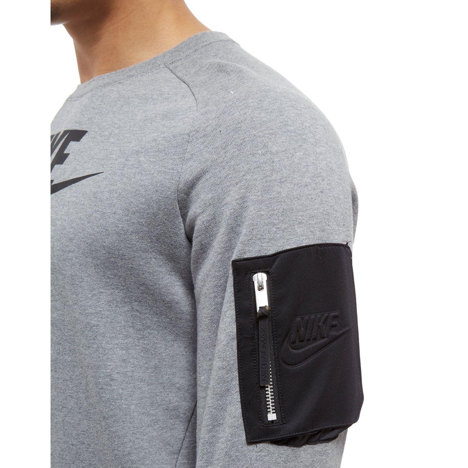 Nike Cotton Air Max Ft Crew Sweatshirt in Grey/Black (Grey) for Men - Lyst
